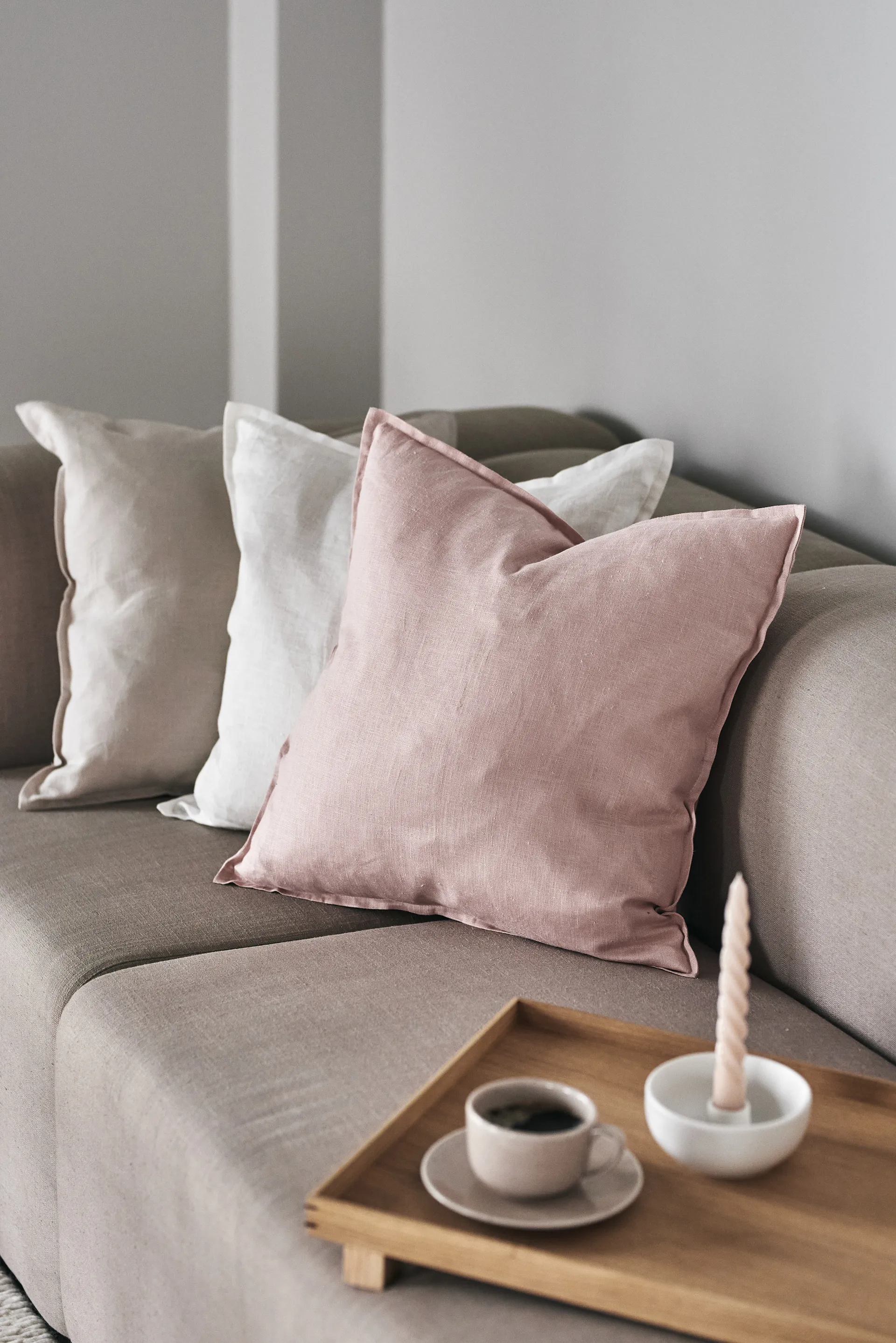 Calm kussenhoes linnen 50x50 cm, Dusty Rose Scandi Living