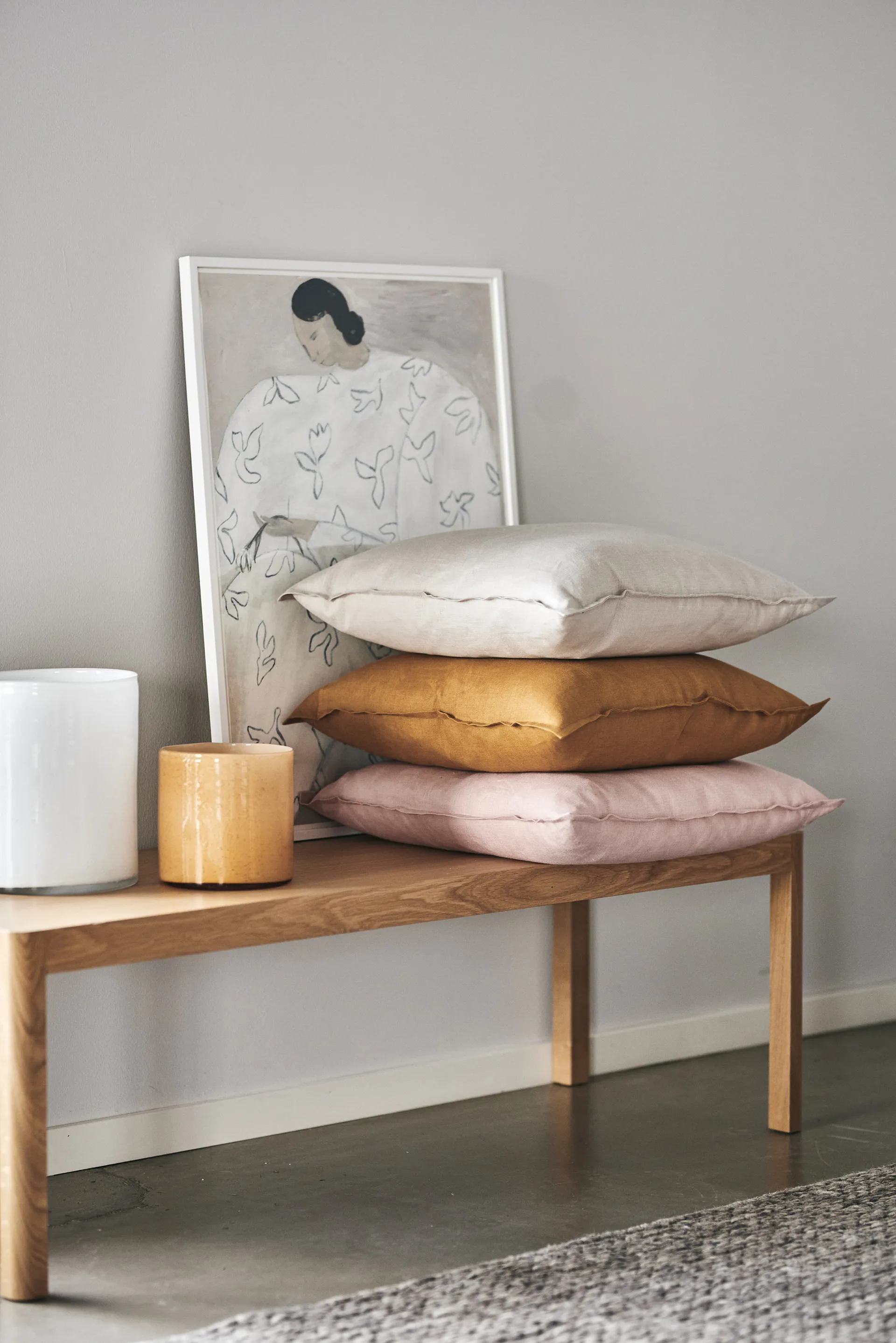 Calm kussenhoes linnen 50x50 cm, Dusty Rose Scandi Living