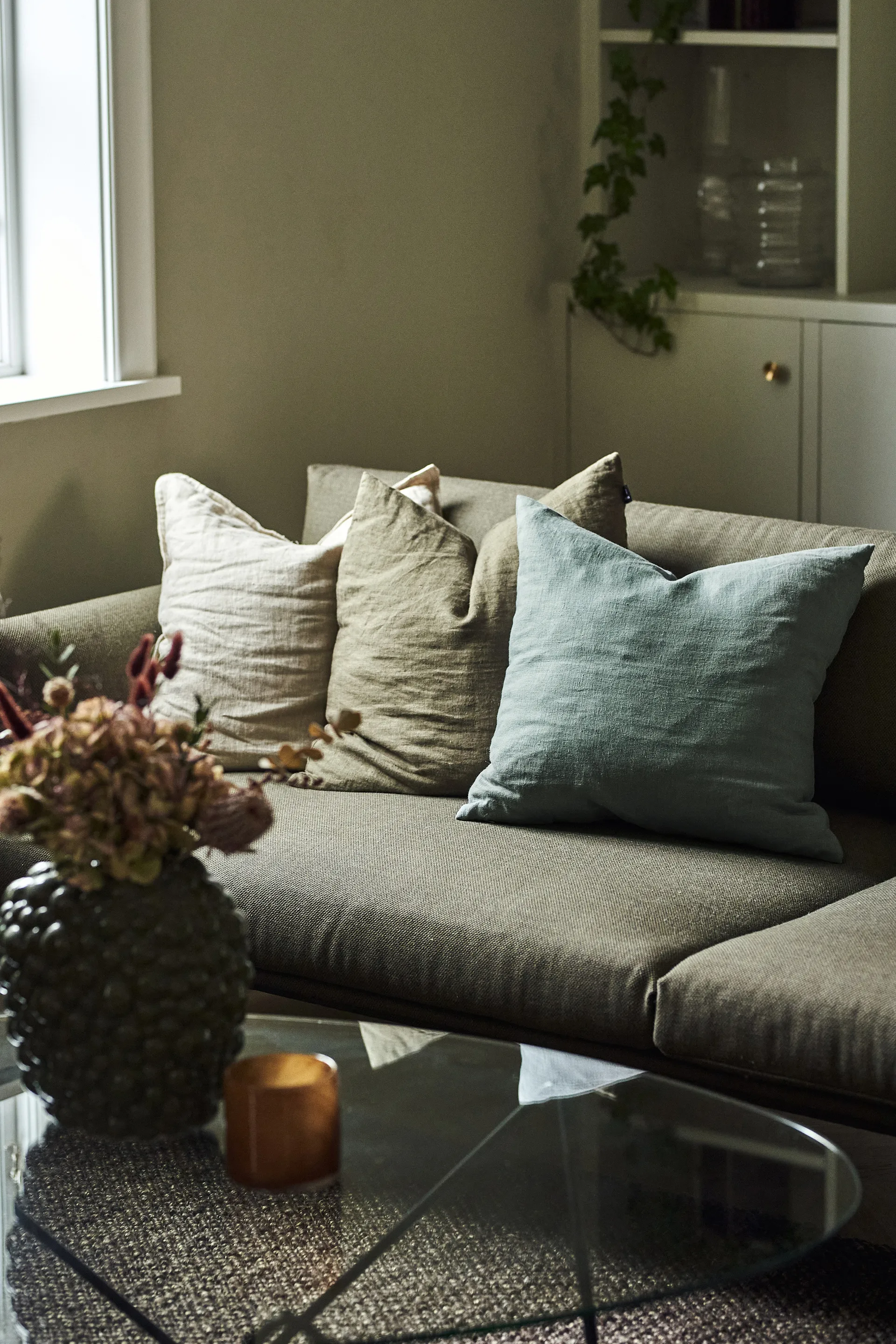 Calm kussenhoes linnen 50x50 cm, Smokey Blue Scandi Living