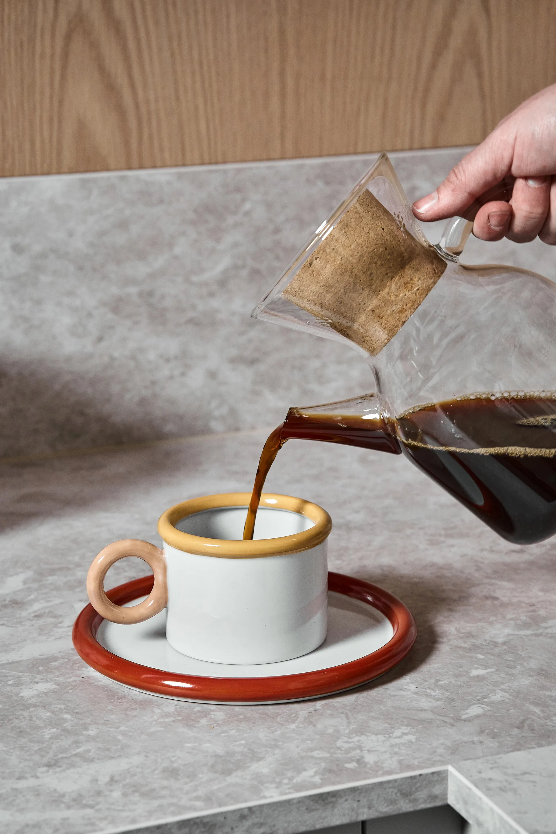 Chunky kop met schotel, Rood-geel Scandi Living