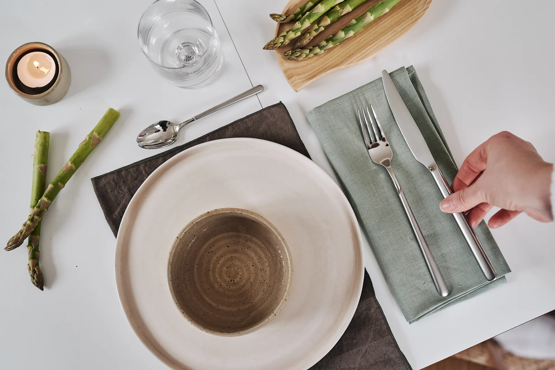 Clean servetten 45 x 45 cm 4-pack, dusty green Scandi Living