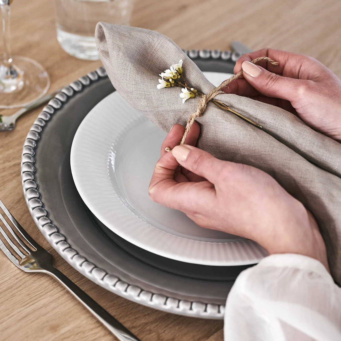 Clean servetten 45 x 45 cm 4-pack, sand Scandi Living