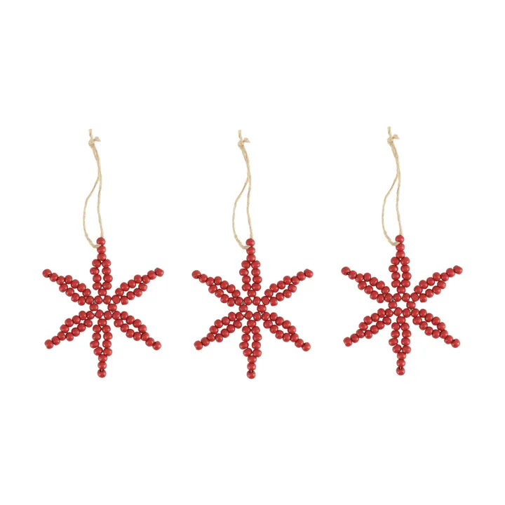 Craft kerstboomhanger sneeuwvlok 3-pack - Rood - Scandi Living
