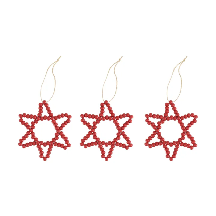 Craft kerstboomhanger ster 3-pack - Rood - Scandi Living