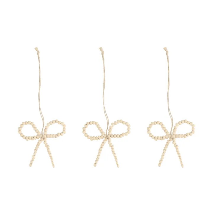 Craft kerstboomhanger strik 3-pack - Naturel - Scandi Living