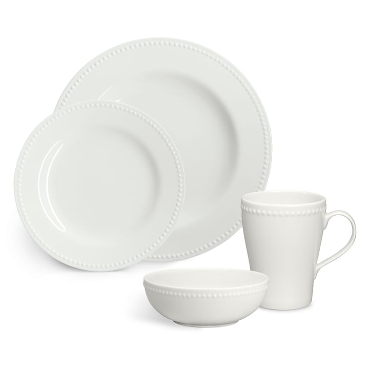 Dots bord 28 cm 4 stuks, Crème wit Scandi Living