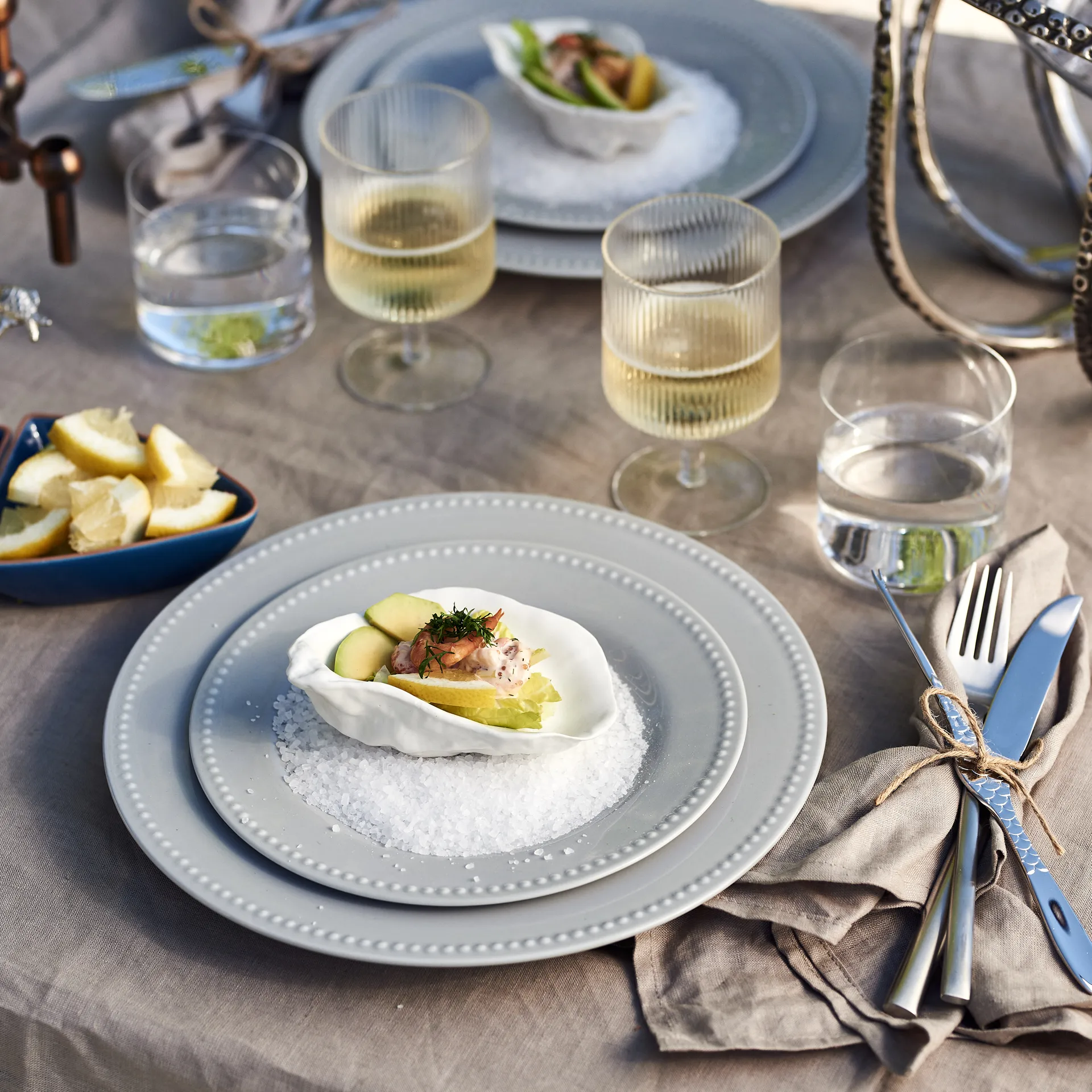 Dots bord 28 cm 4 stuks, Grijs Scandi Living