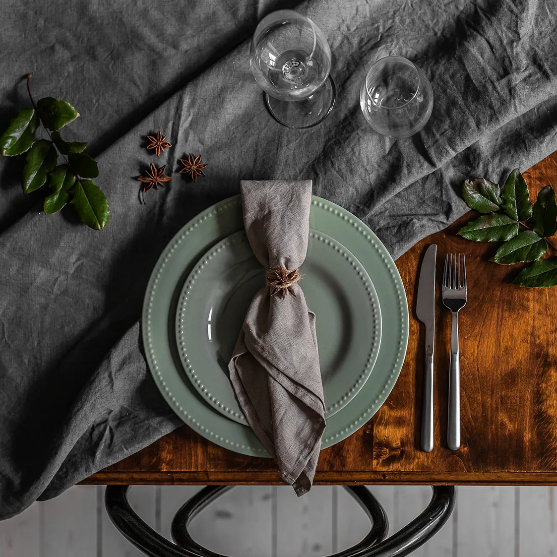 Dots bord 28 cm 4 stuks, Groen Scandi Living