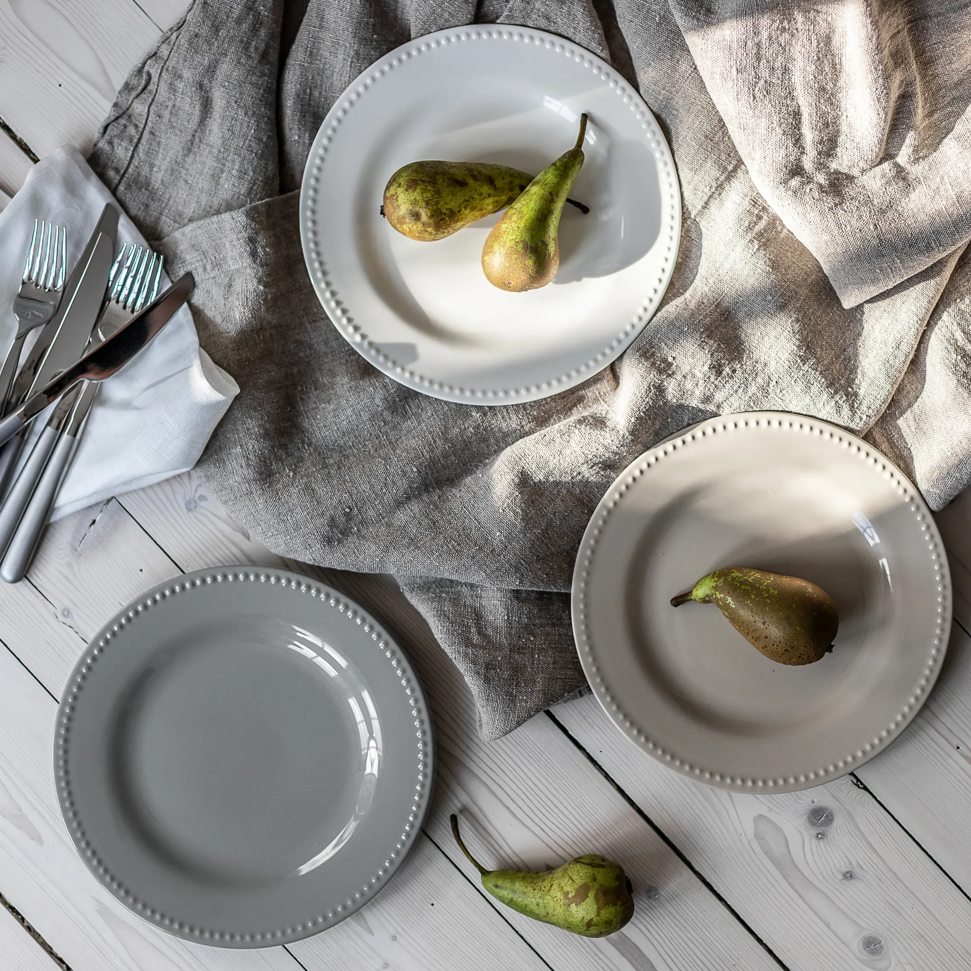 Dots klein bord 22 cm 4 stuks, Grijs Scandi Living