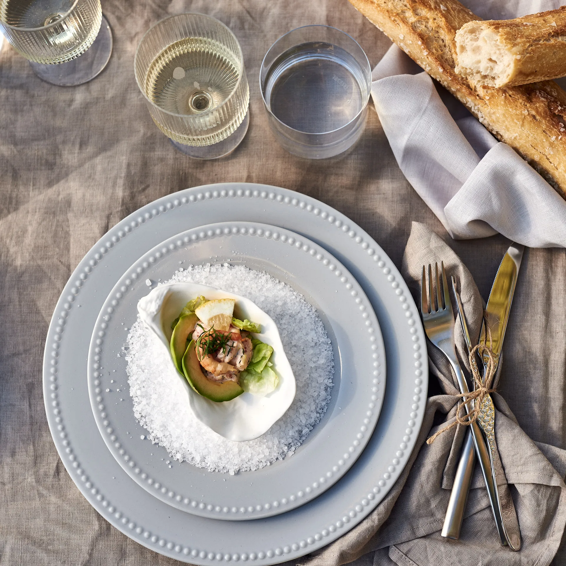 Dots klein bord 22 cm 4 stuks, Grijs Scandi Living