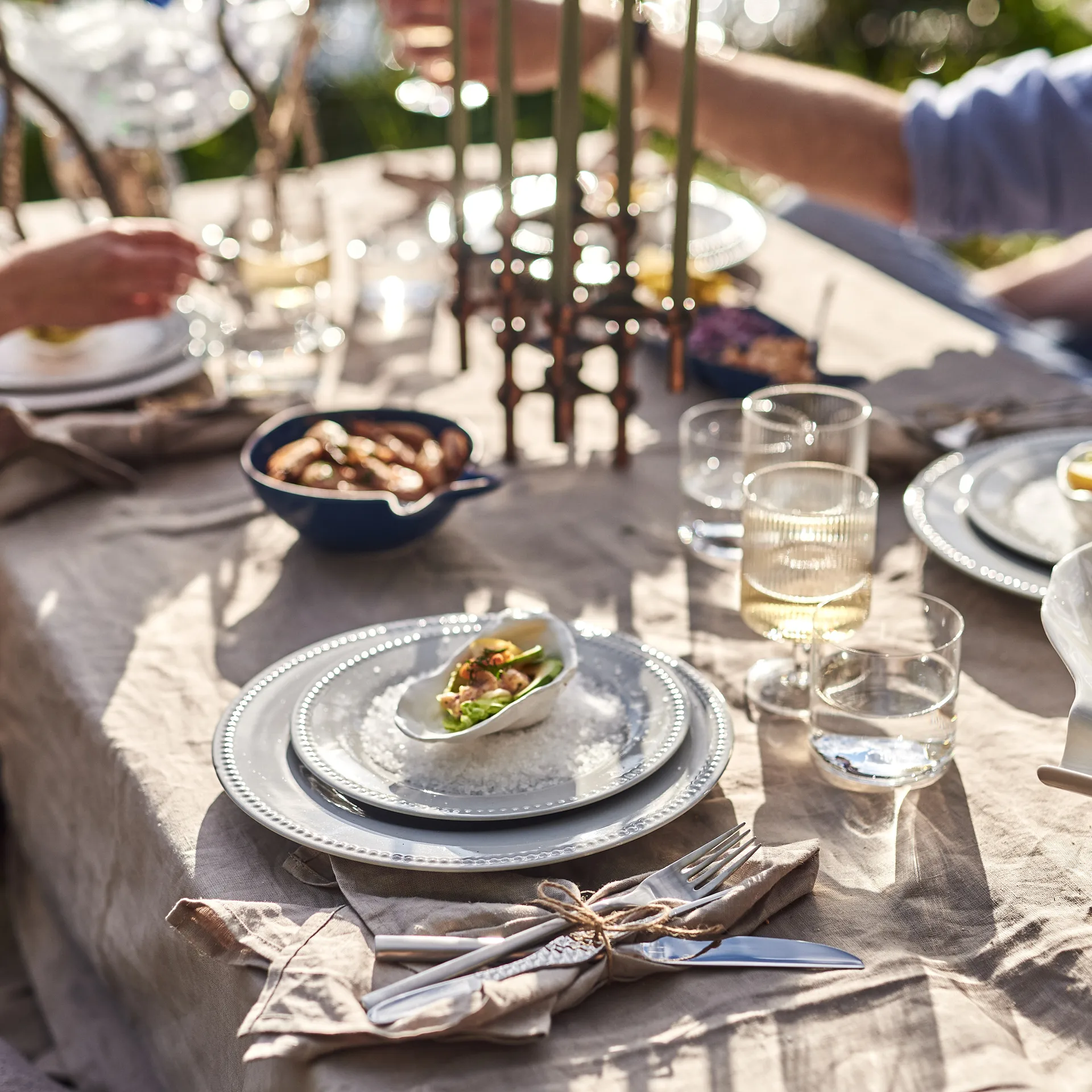 Dots klein bord 22 cm 4 stuks, Grijs Scandi Living