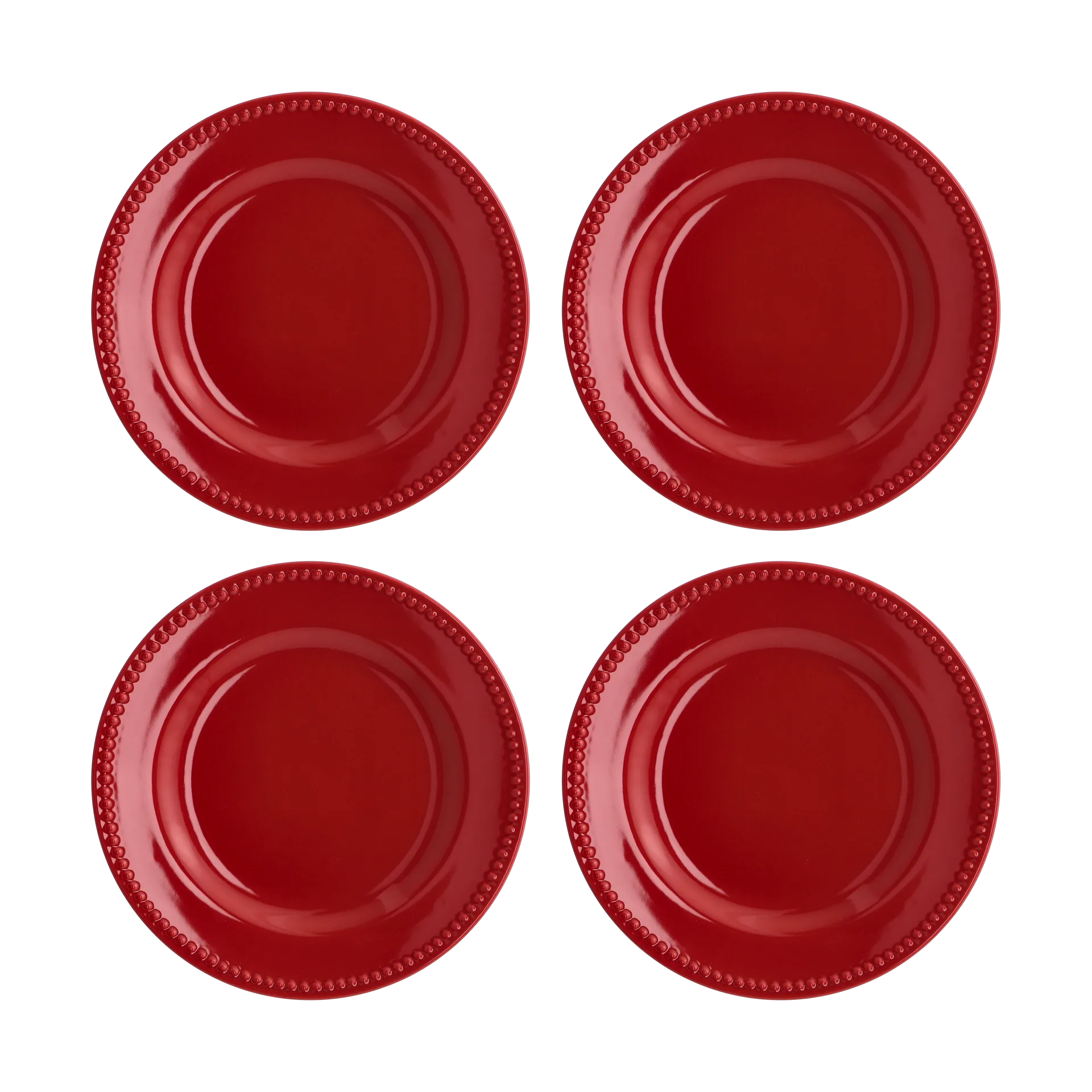 Dots klein bord 22 cm 4 stuks, Rood Scandi Living