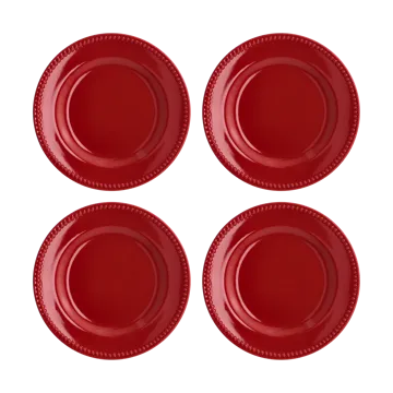 Dots klein bord 22 cm 4 stuks - Rood - Scandi Living