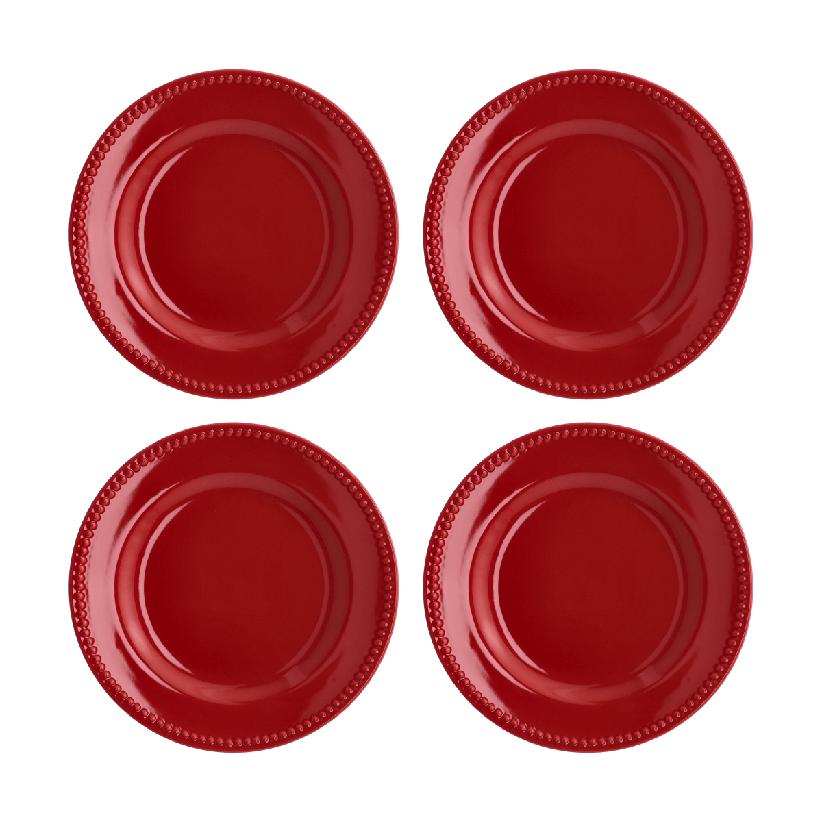 Scandi Living Dots klein bord 22 cm 4 stuks Rood | Scandinavisch Interieur | Kleine borden | Rood