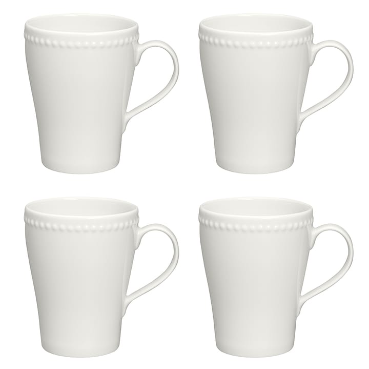 Dots mok 35 cl 4 stuks - Crème wit - Scandi Living