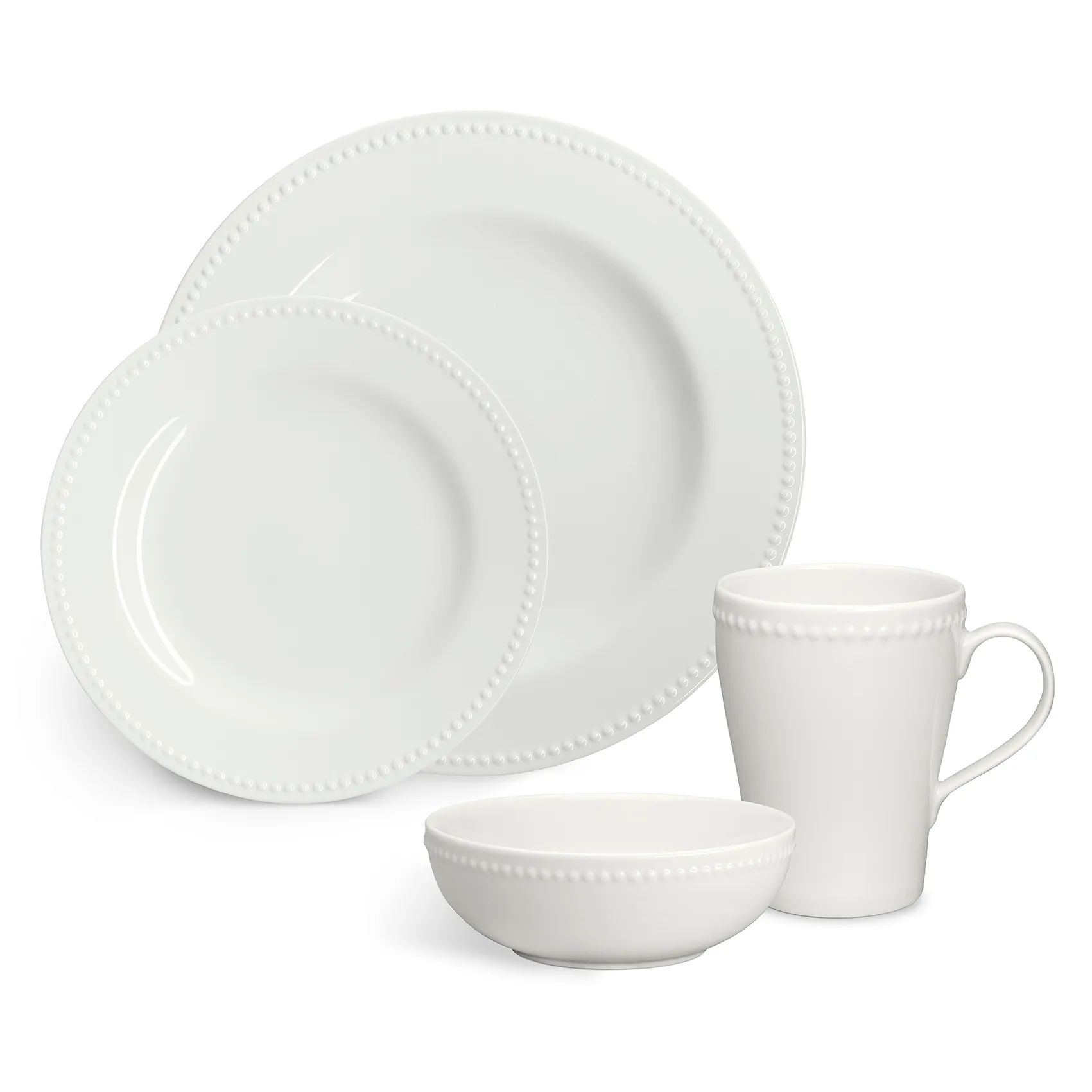 Dots mok 35 cl 4 stuks, Crème wit Scandi Living