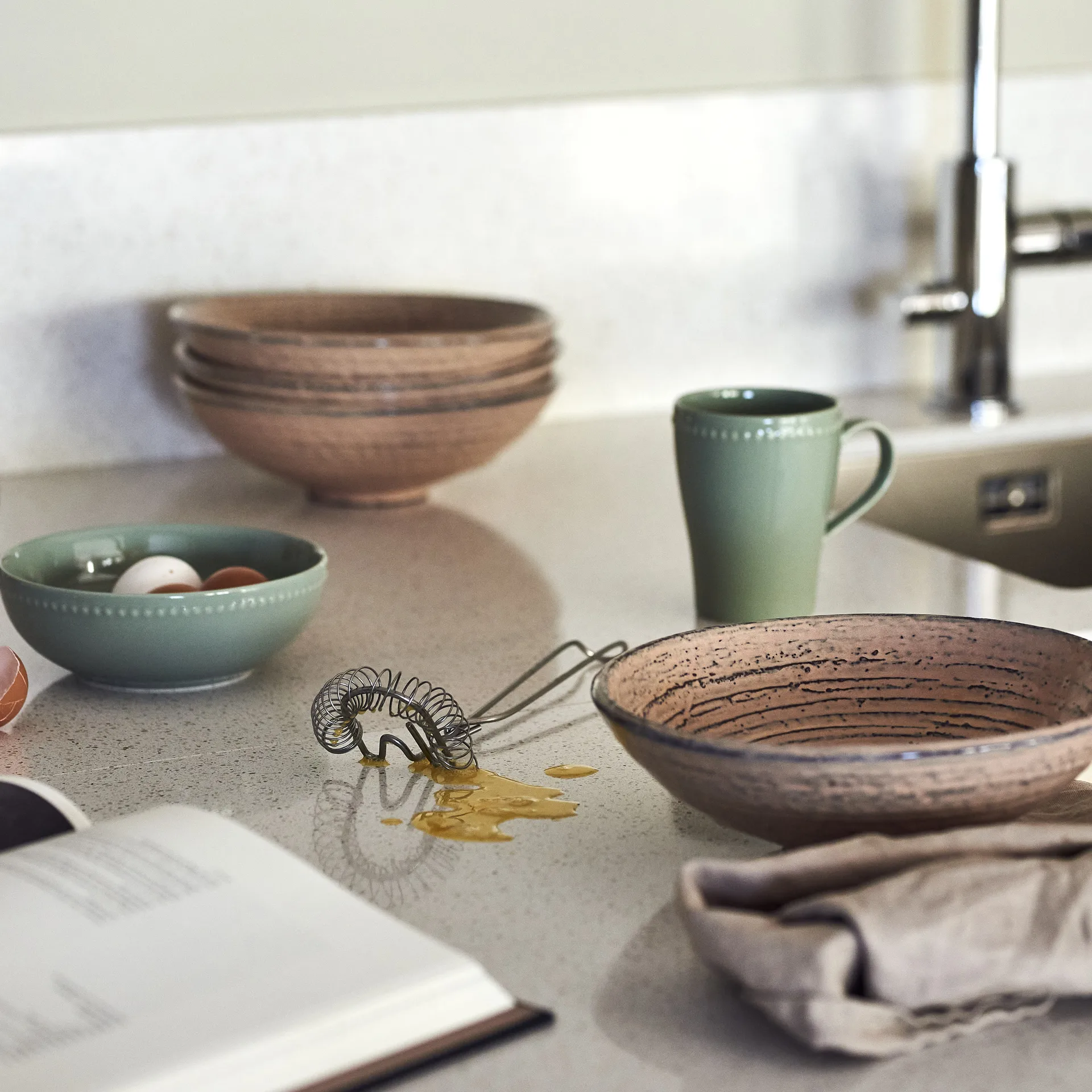 Dots mok 35 cl 4 stuks, Groen Scandi Living