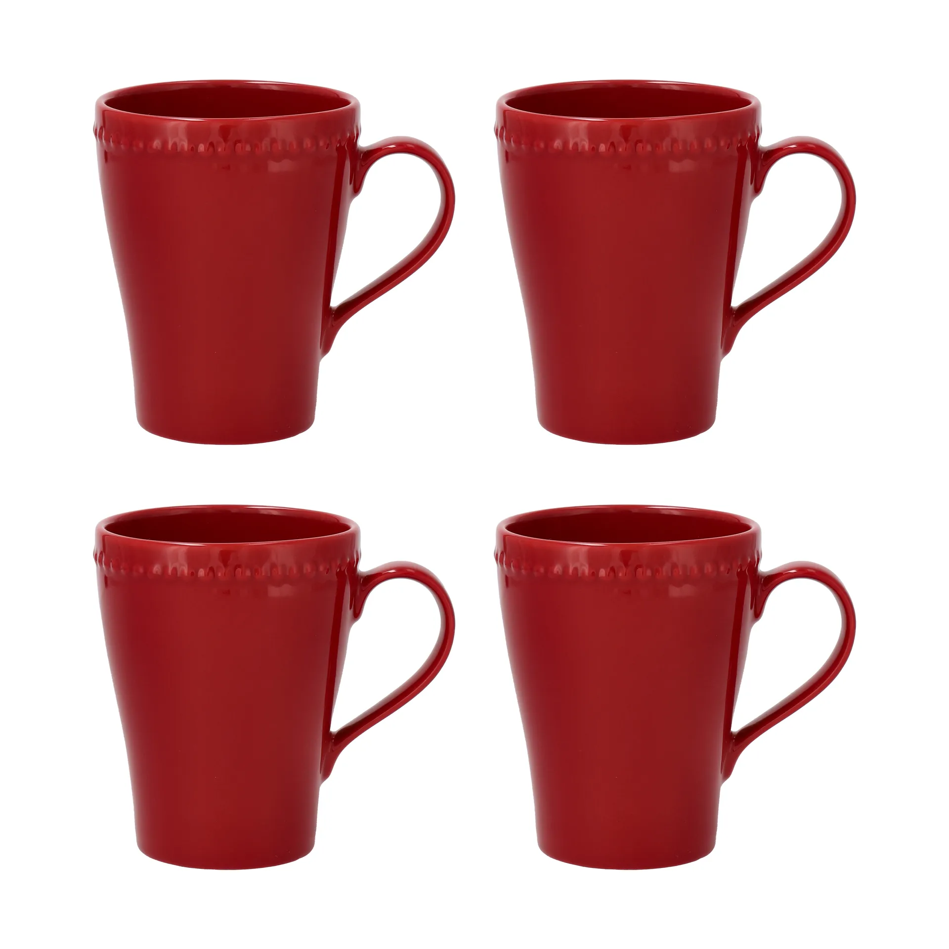Dots mok 35 cl 4 stuks, Rood Scandi Living