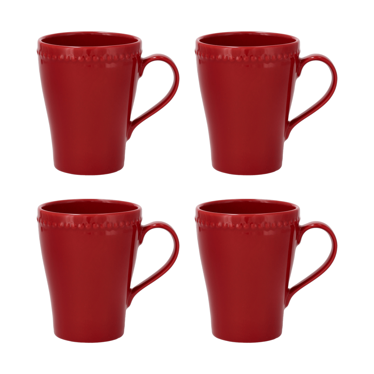 Scandi Living Dots mok 35 cl 4 stuks Rood | Scandinavisch Interieur | Koffiekoppen | Rood