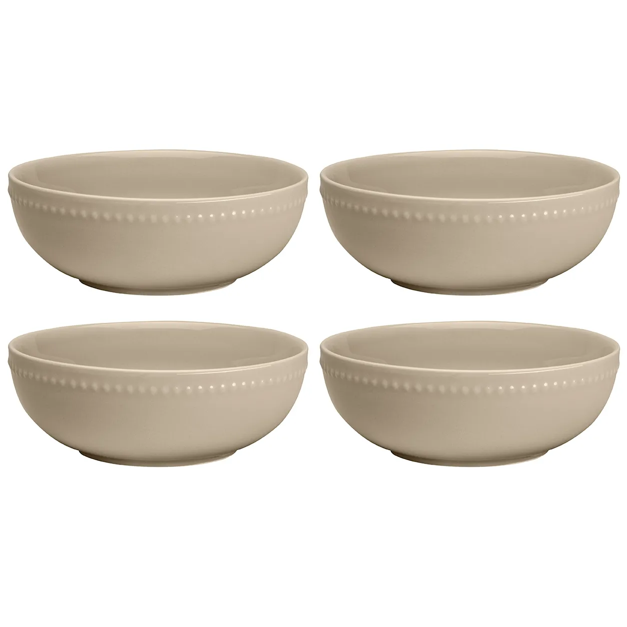 Dots ontbijtkom 60 cl 4 stuks, Beige Scandi Living