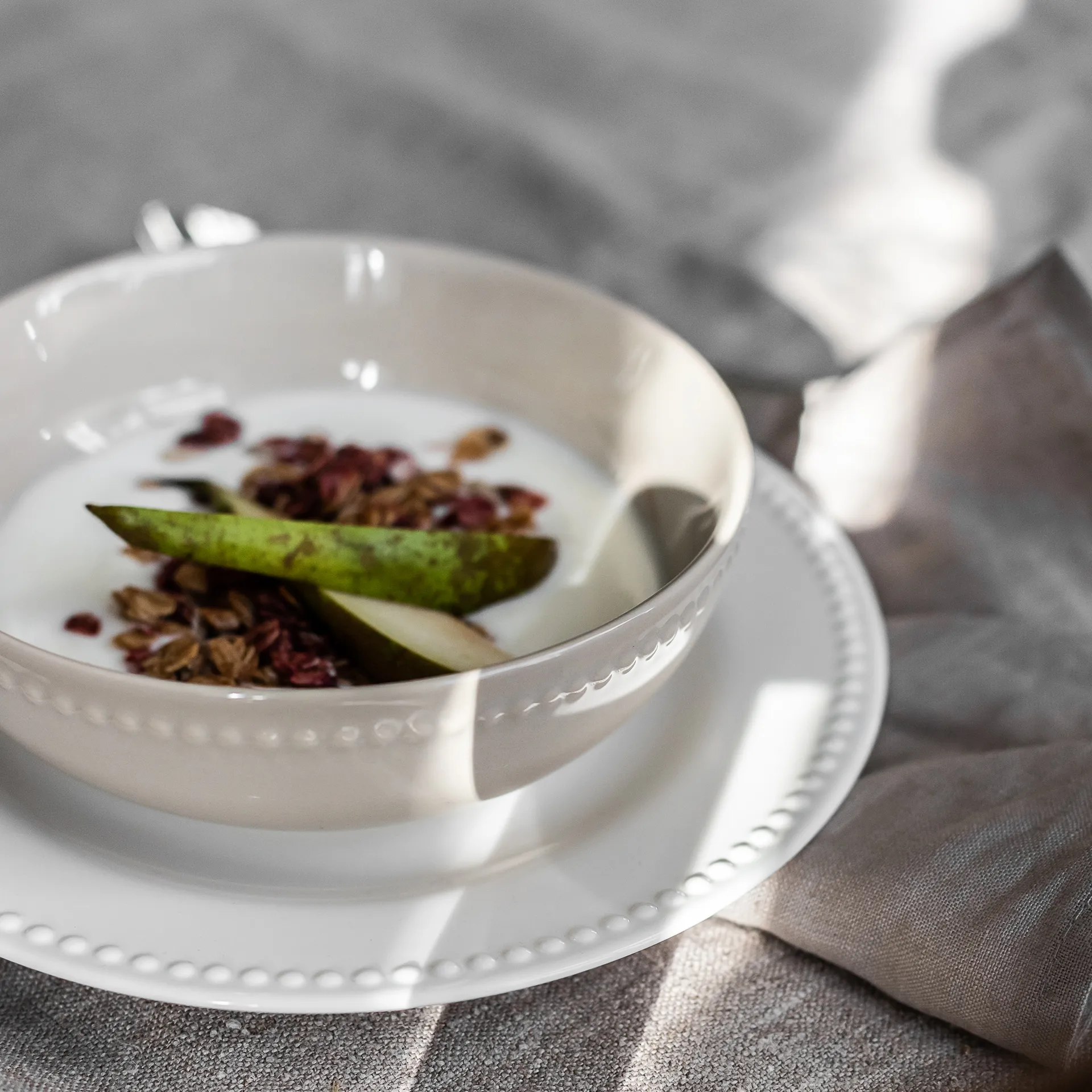 Dots ontbijtkom 60 cl 4 stuks, Crème wit Scandi Living