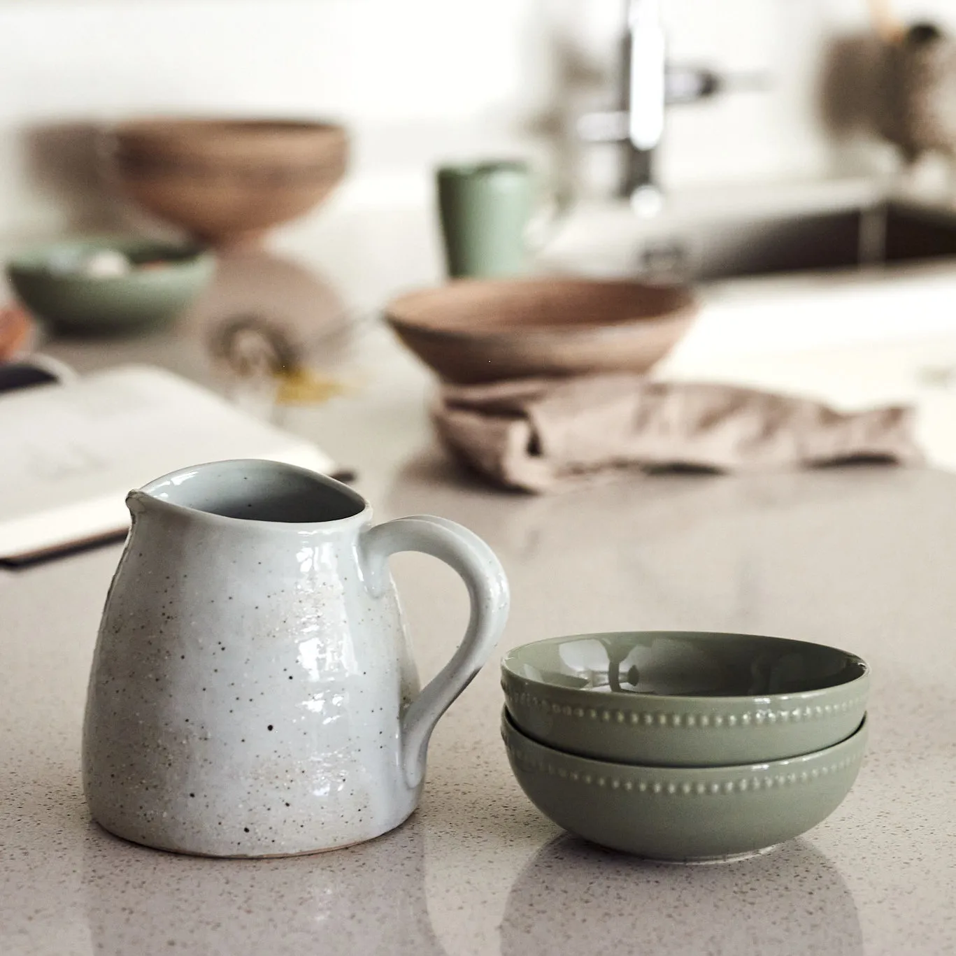 Dots ontbijtkom 60 cl 4 stuks, Groen Scandi Living