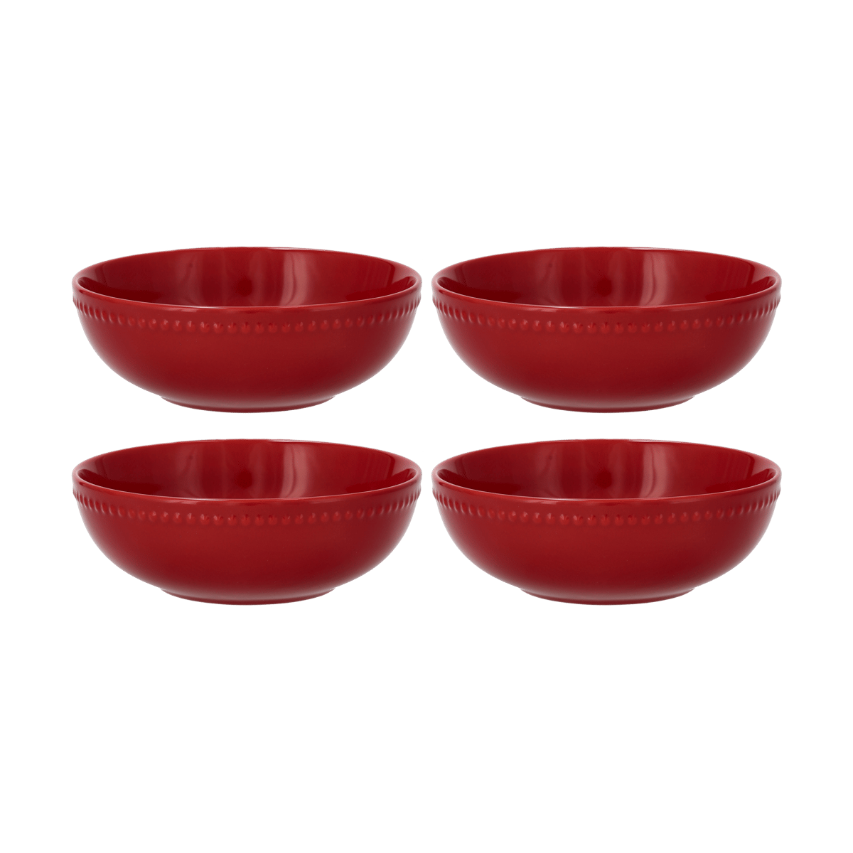 Scandi Living Dots ontbijtkom 60 cl 4 stuks Rood | Scandinavisch Interieur | Ontbijtkommen | Rood
