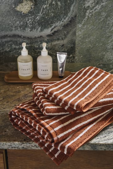 Drift handdoek 30x50 cm. - Bruin-wit - Scandi Living