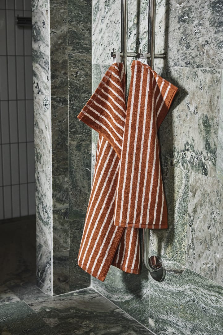 Drift handdoek 30x50 cm., Bruin-wit Scandi Living