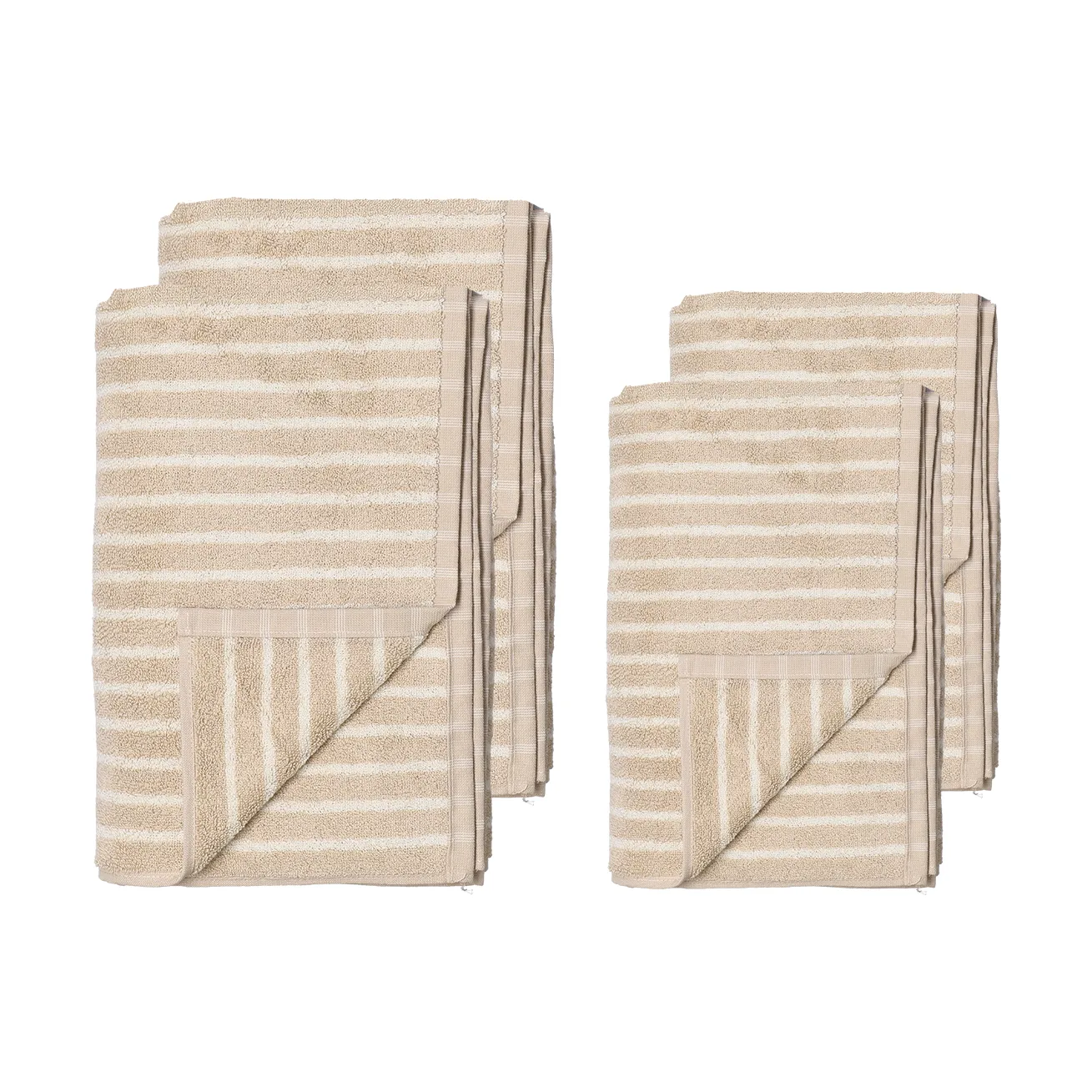 Drift handdoekenset 4-delig - Beige-wit,  Scandi Living
