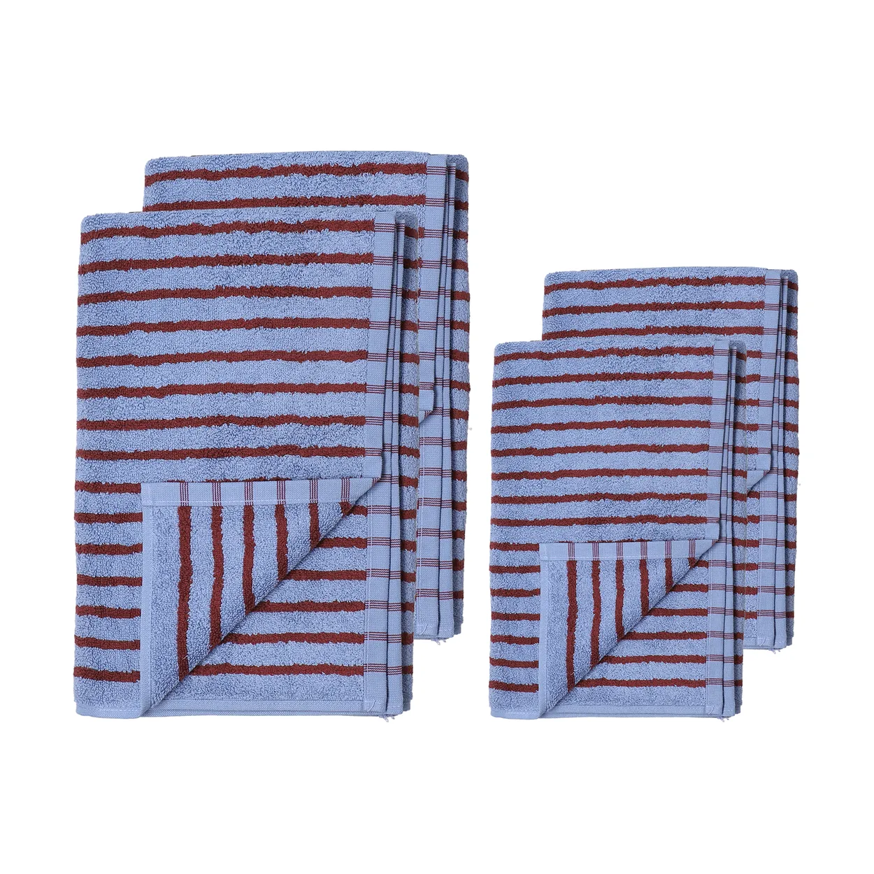 Scandi Living Drift handdoekenset 4-delig - Blauw-rood