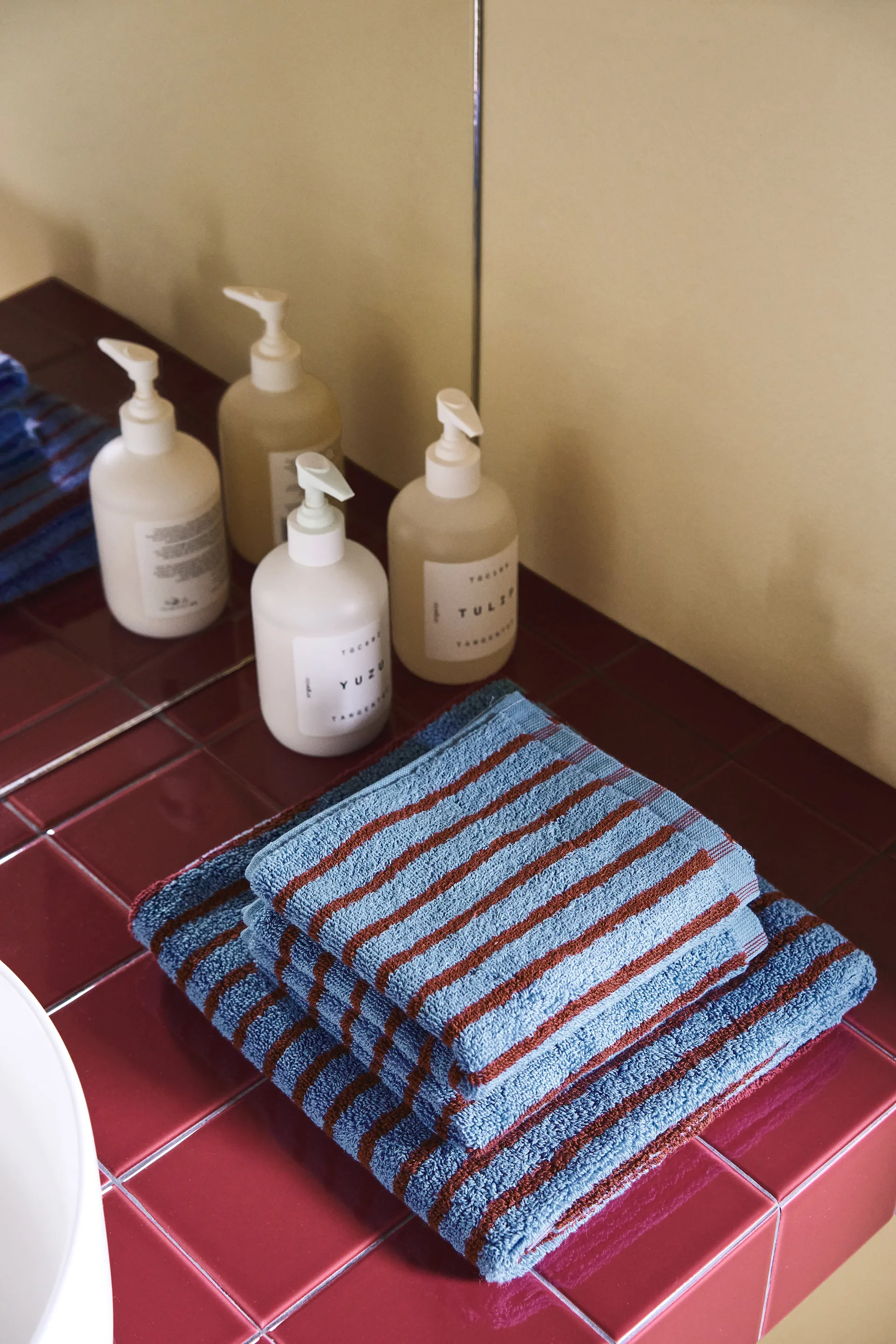 Drift handdoekenset 4-delig - Blauw-rood Scandi Living