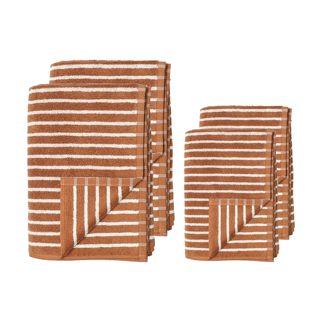 Drift handdoekenset 4-delig - Bruin-wit,  Scandi Living
