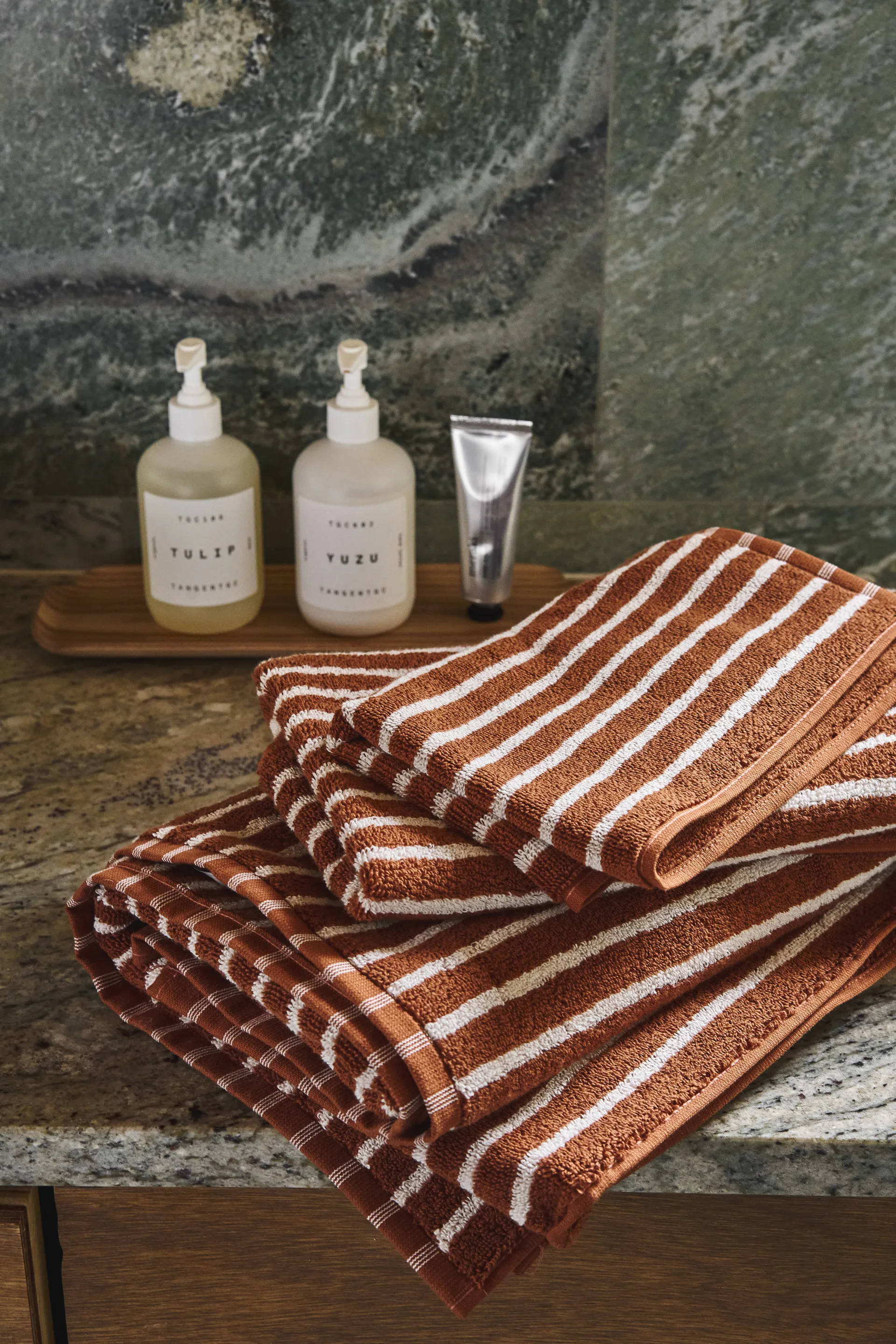 Drift handdoekenset 4-delig - Bruin-wit,  Scandi Living