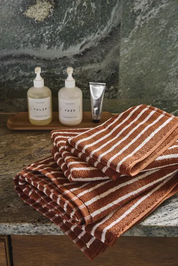 Drift handdoekenset 4-delig - Bruin-wit - Scandi Living