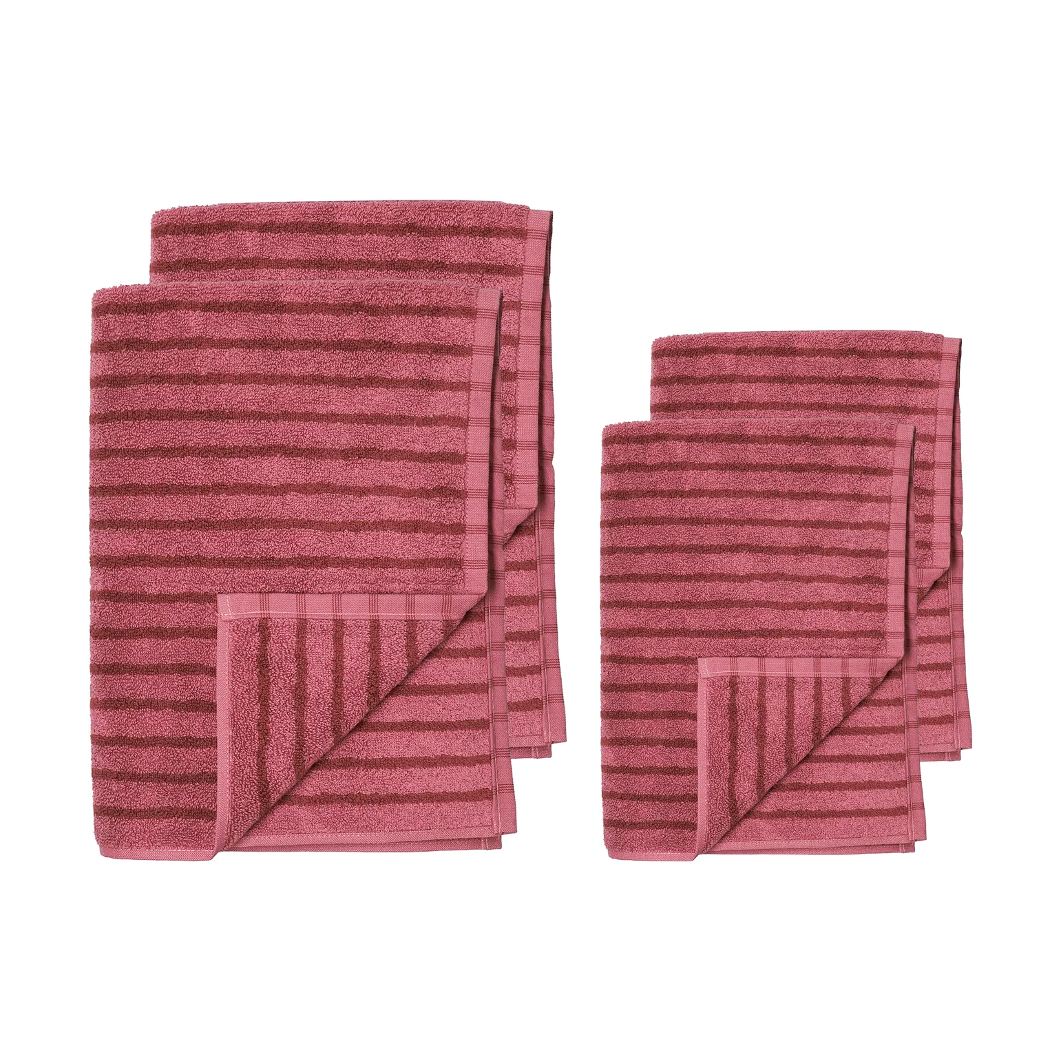 Drift handdoekenset 4-delig - Roze-rood Scandi Living