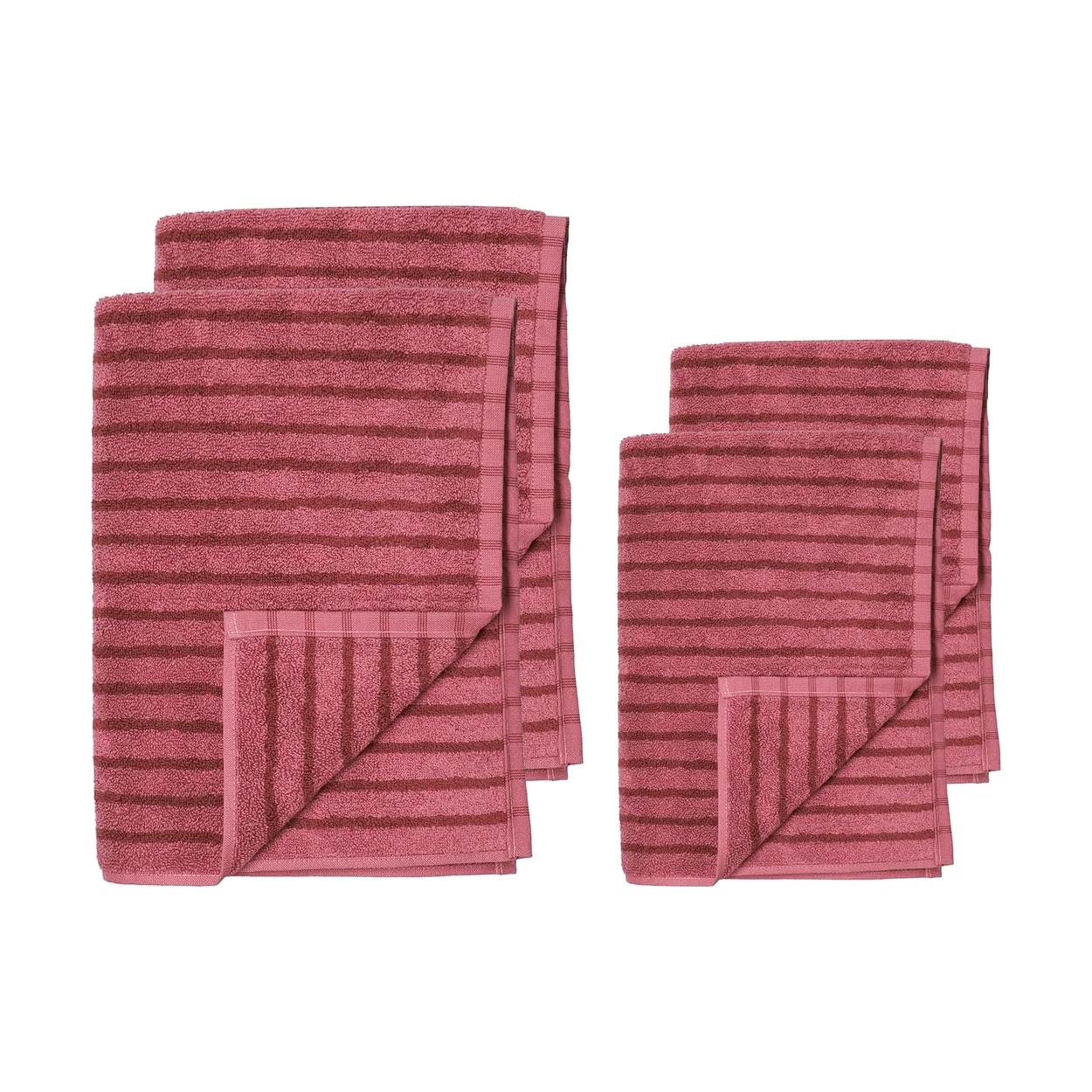 Scandi Living Drift handdoekenset 4-delig - Roze-rood