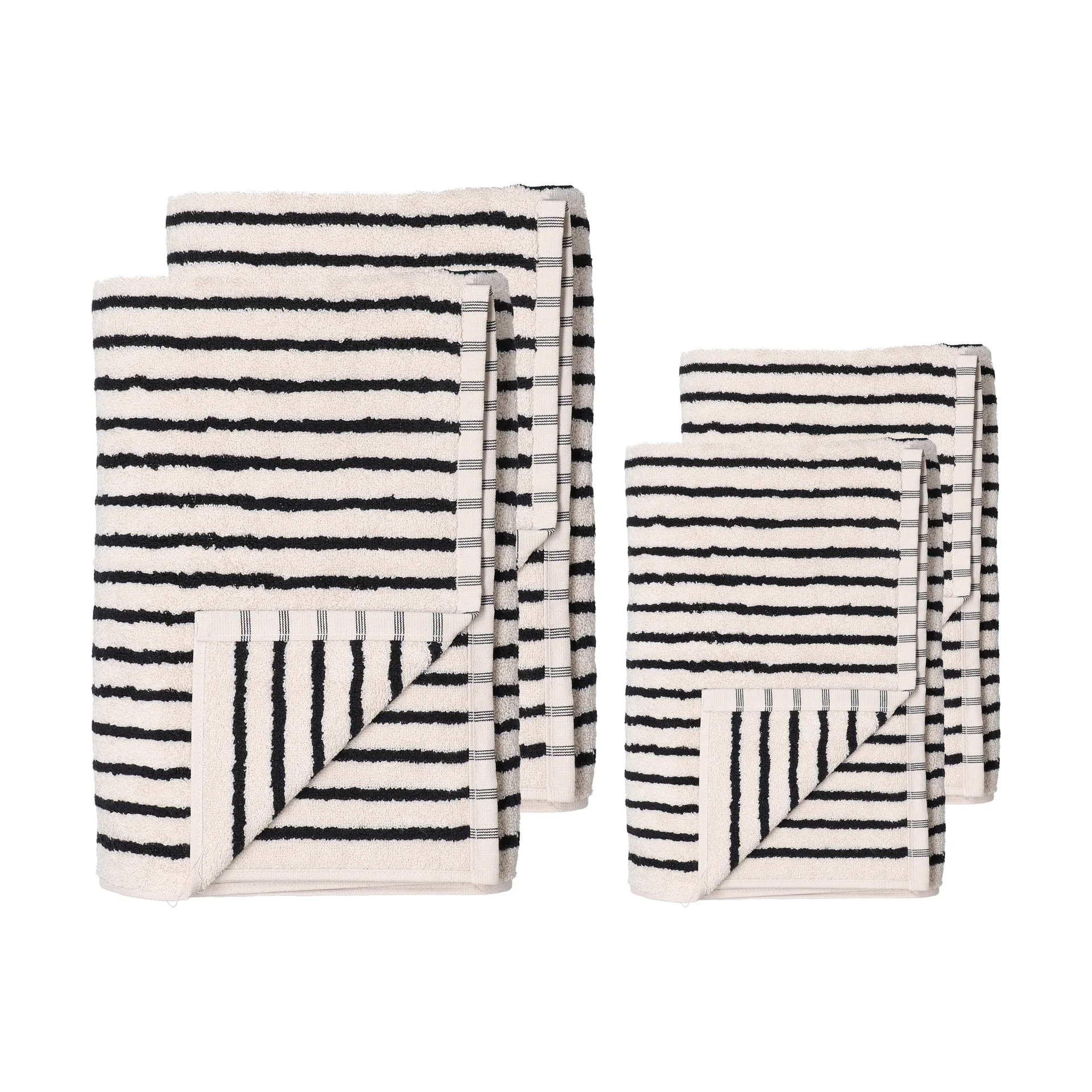 Drift handdoekenset 4-delig - Wit-zwart,  Scandi Living