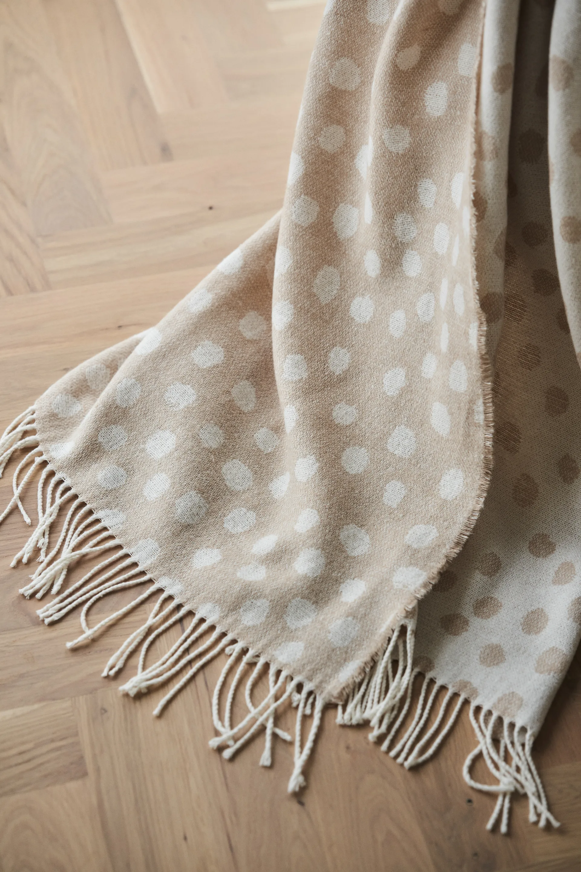 Droplets katoenen plaid 130x185 cm, Beige Scandi Living