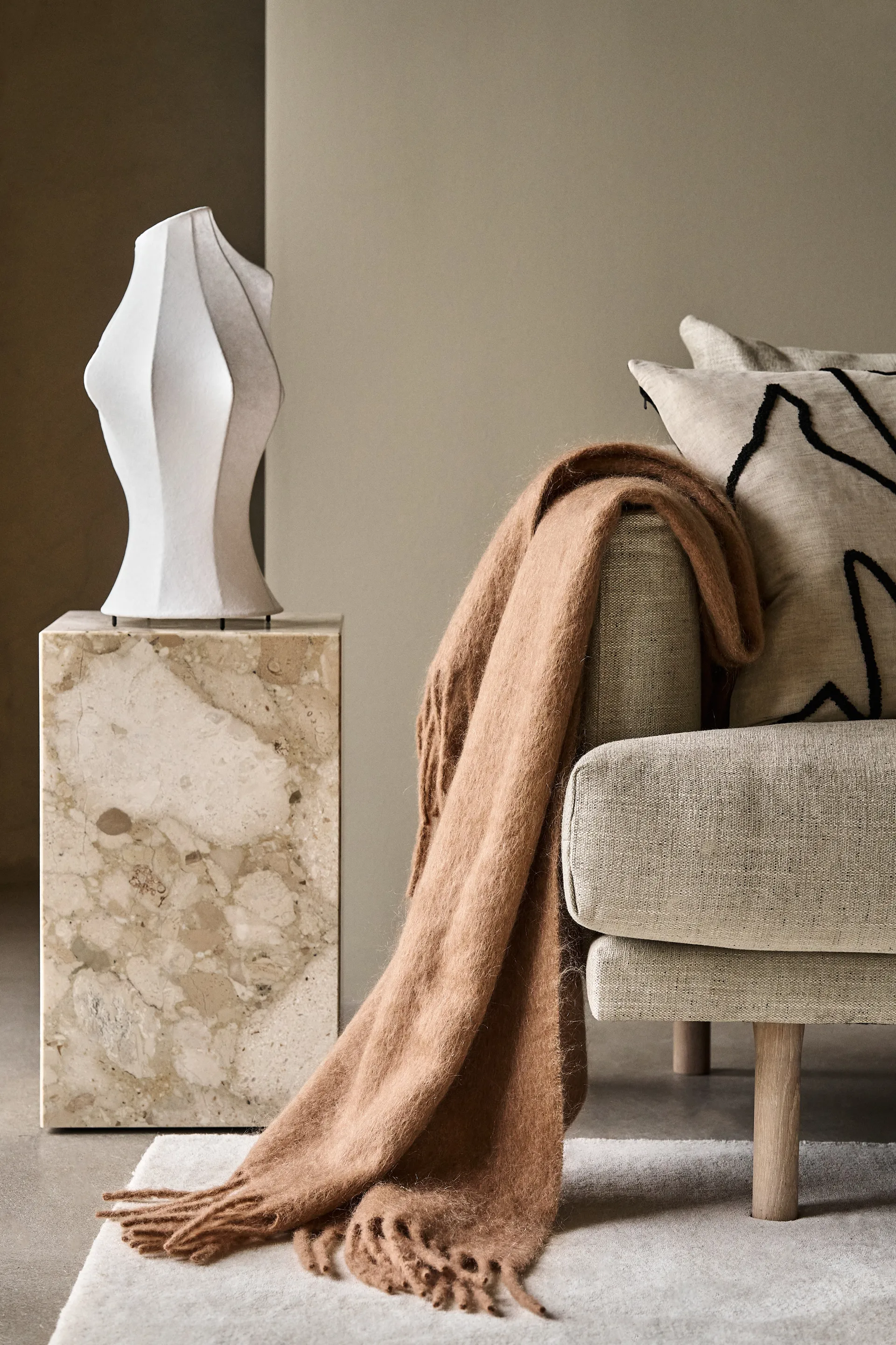 Dune mohair plaid 130x170 cm, Wheat Scandi Living