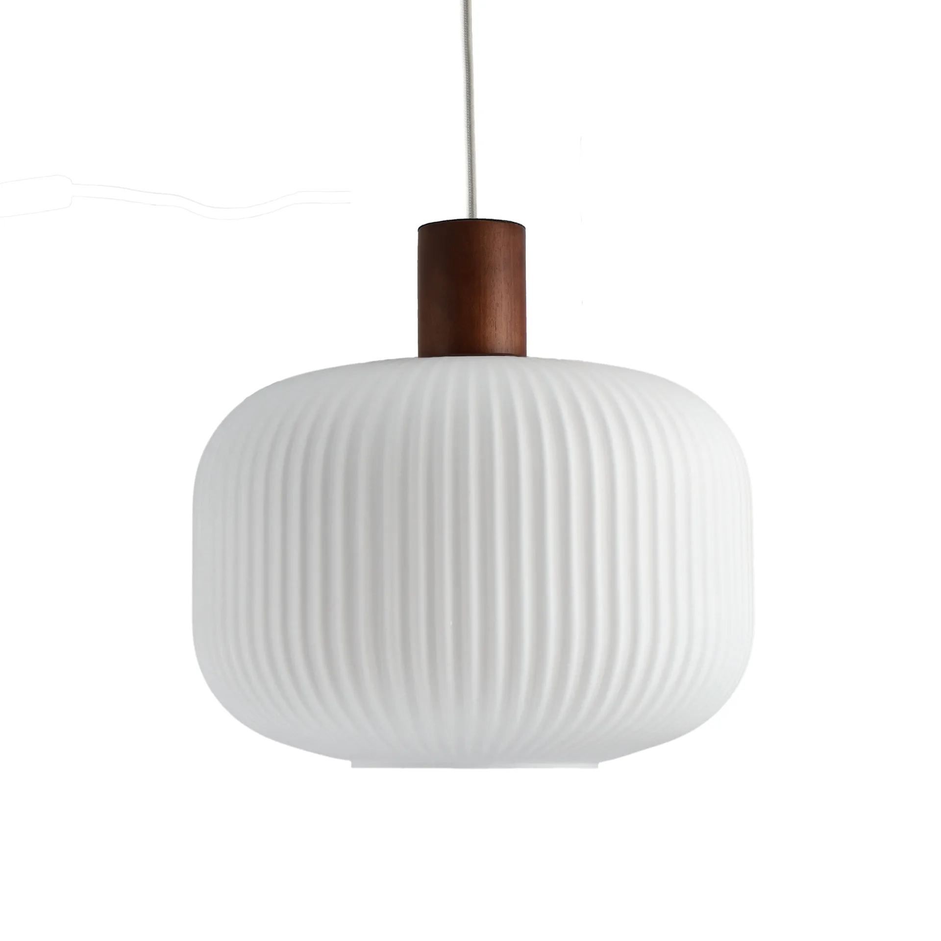 Fair plafondlamp Ø30 cm, Matglas-donkergebeitst essenhout Scandi Living