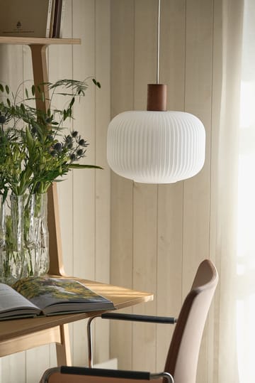 Fair plafondlamp Ø30 cm - Matglas-donkergebeitst essenhout - Scandi Living