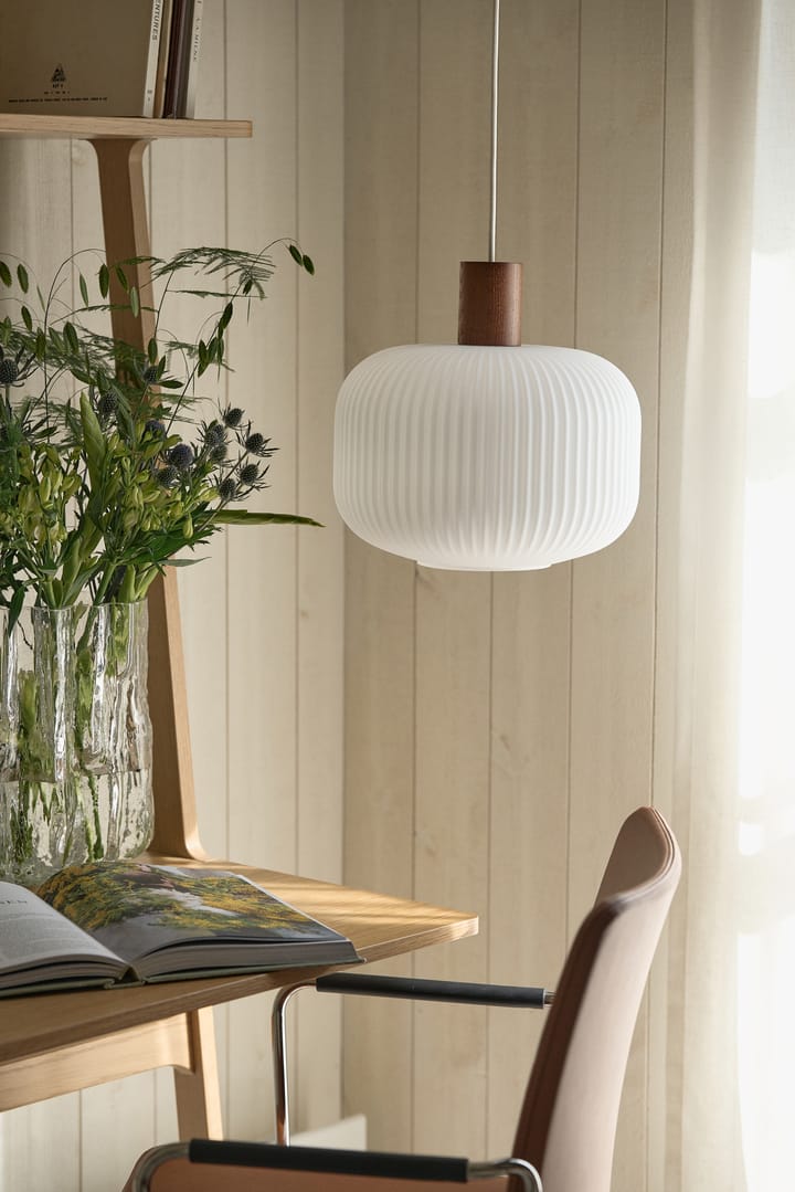 Fair plafondlamp Ø30 cm, Matglas-donkergebeitst essenhout Scandi Living