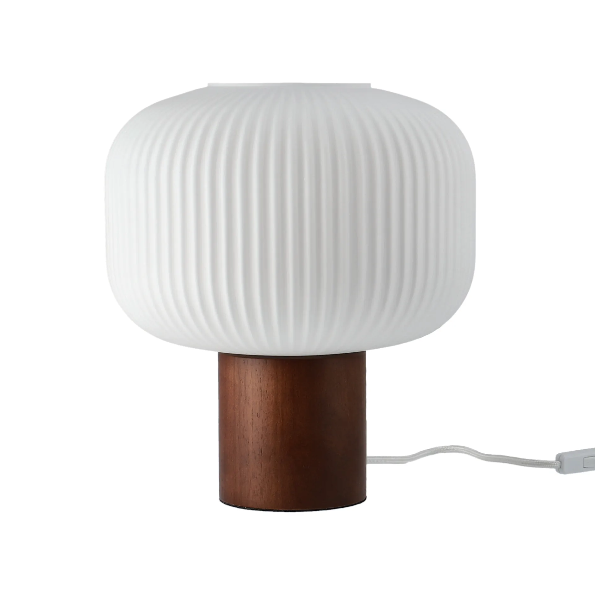 Fair tafellamp 34,5 cm, Matglas-donkergebeitst essenhout Scandi Living