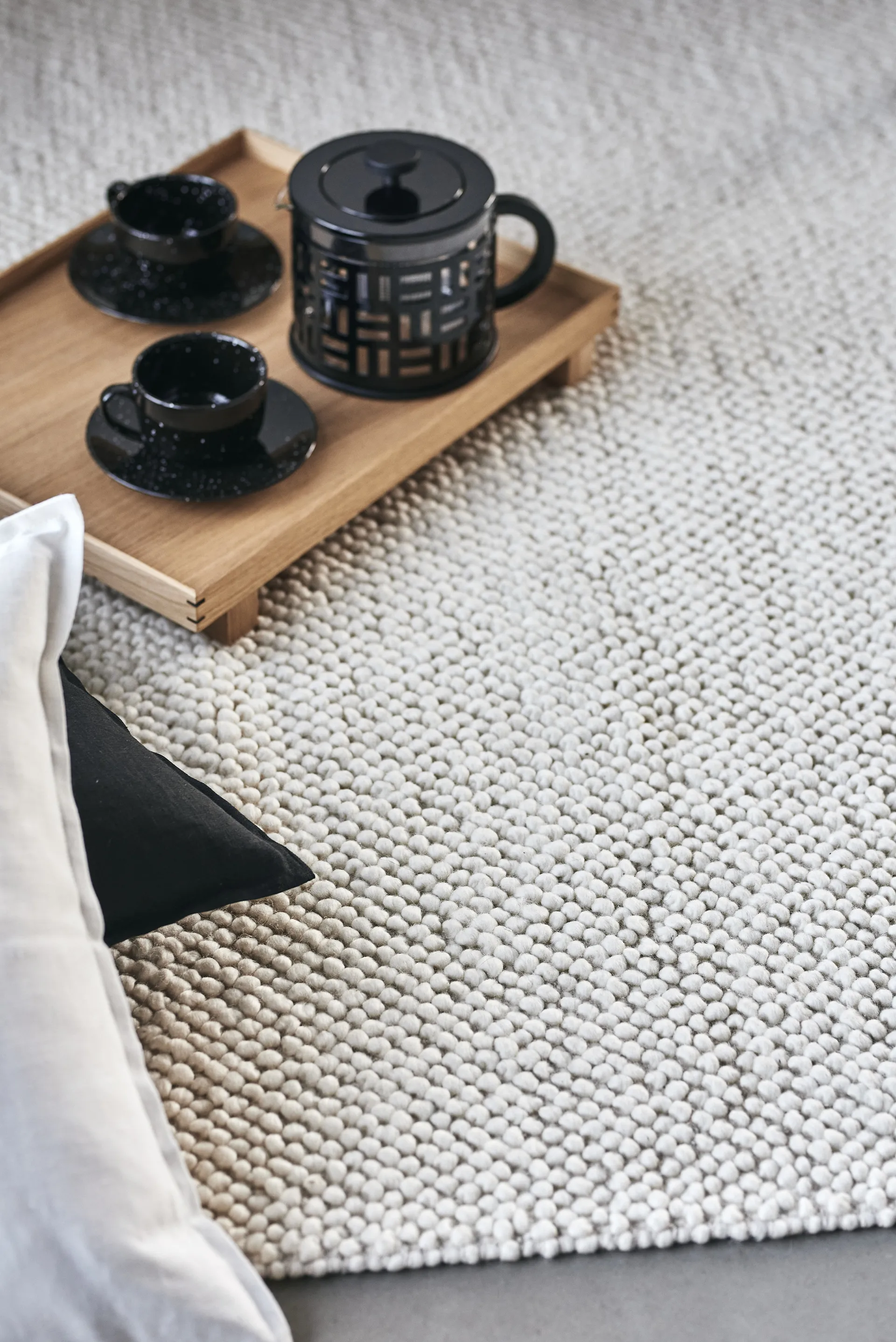 Flock wollen vloerkleed natuurwit, 170x240 cm Scandi Living