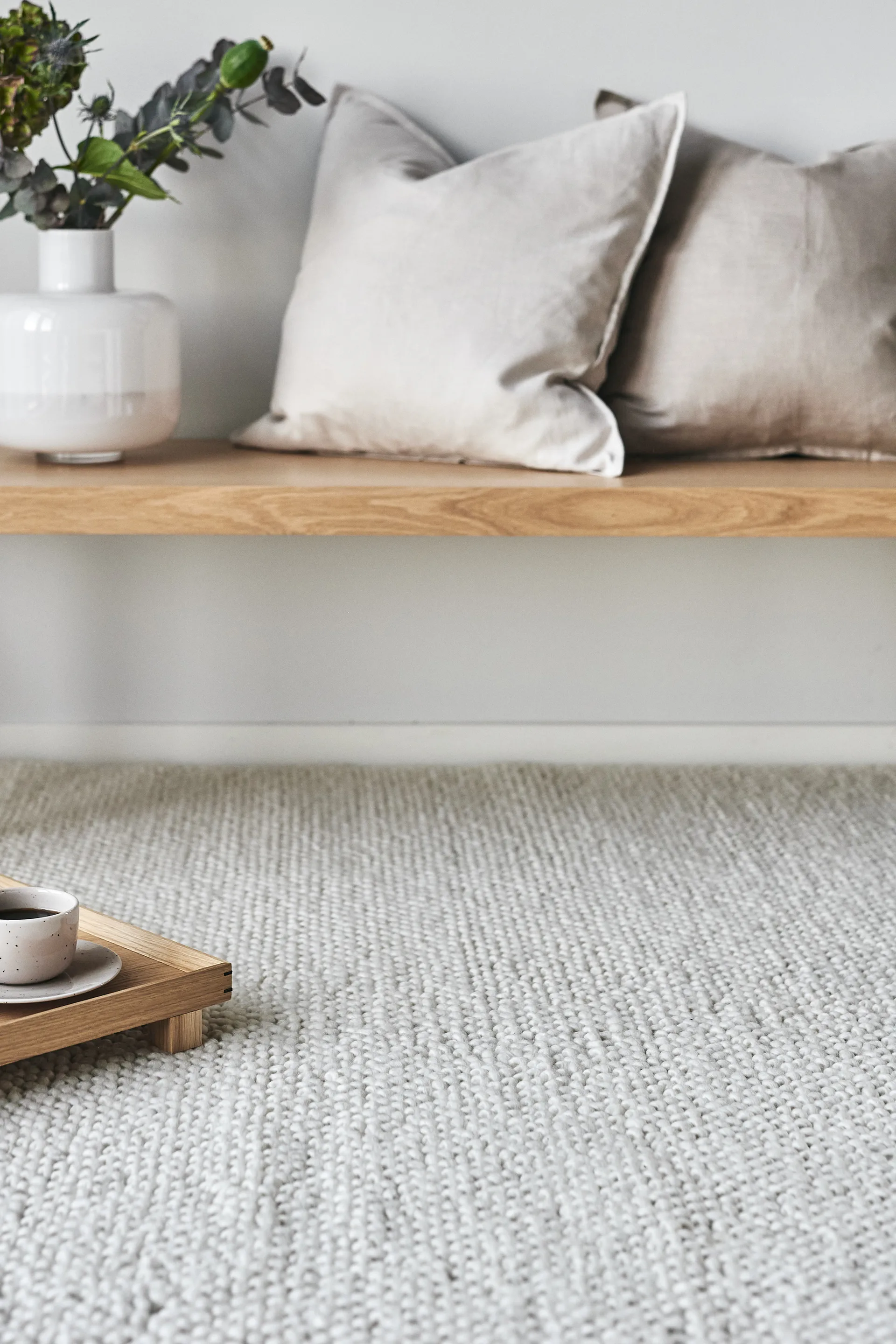 Flock wollen vloerkleed natuurwit, 170x240 cm Scandi Living