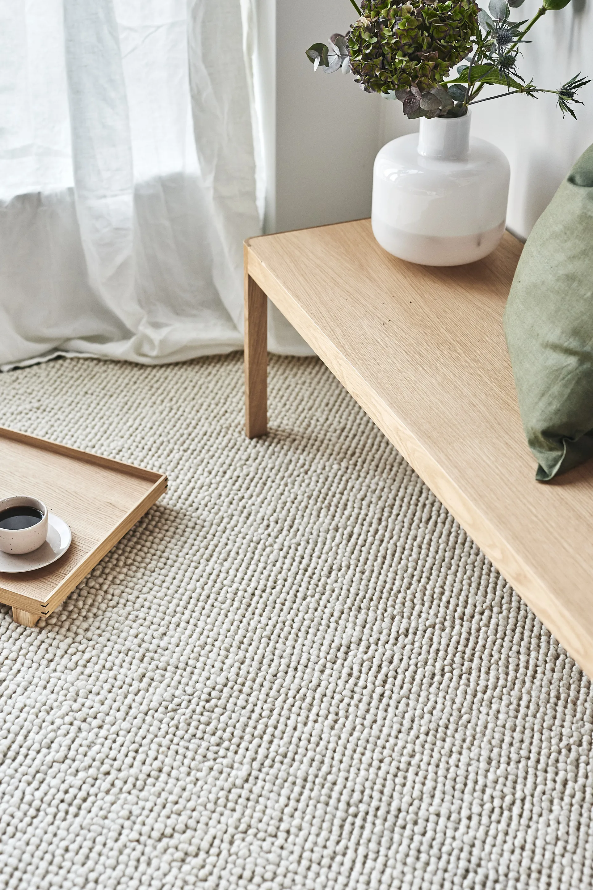 Flock wollen vloerkleed natuurwit, 170x240 cm Scandi Living