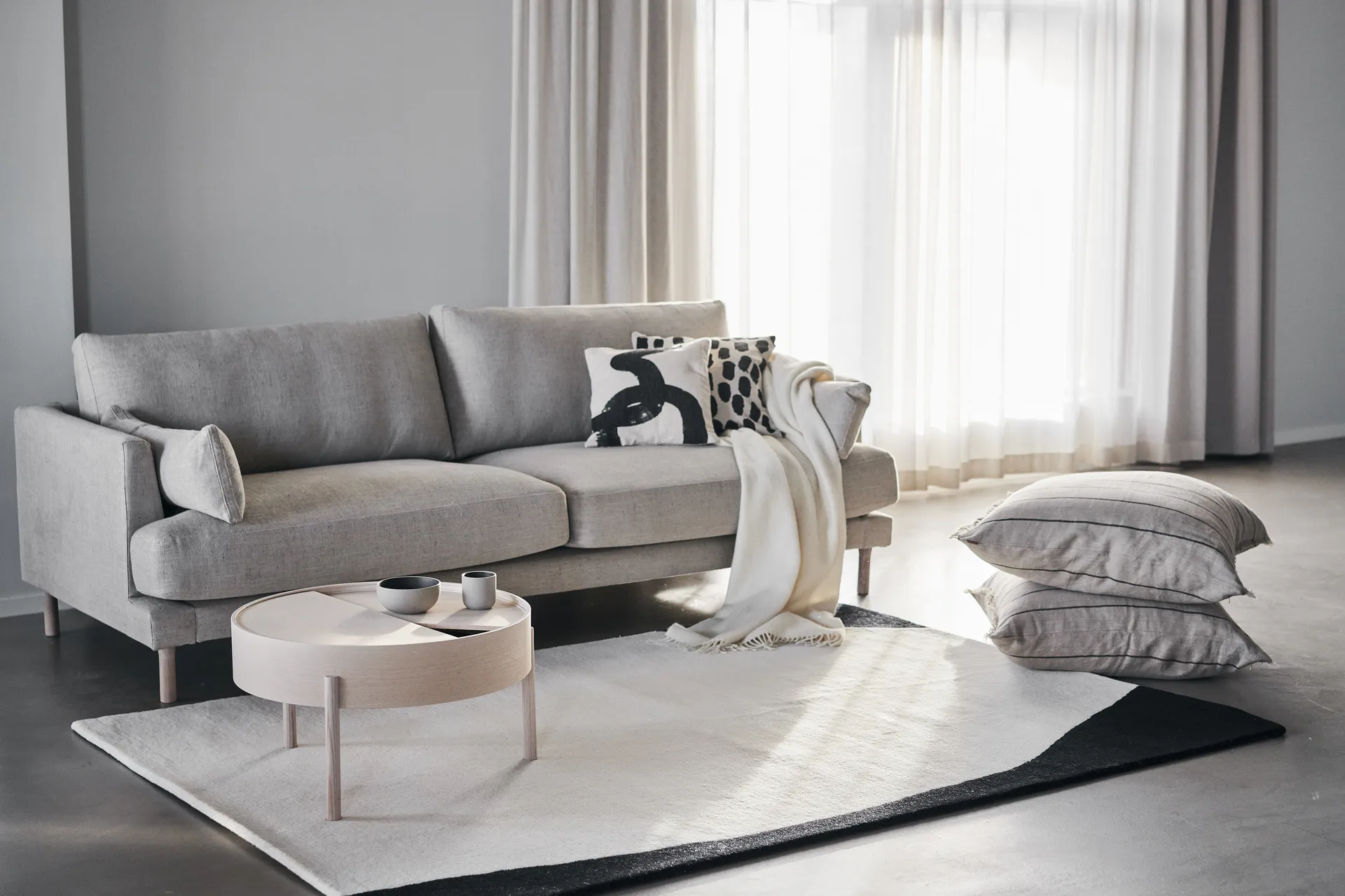 Flow wollen vloerkleed wit-zwart, 170x240 cm Scandi Living