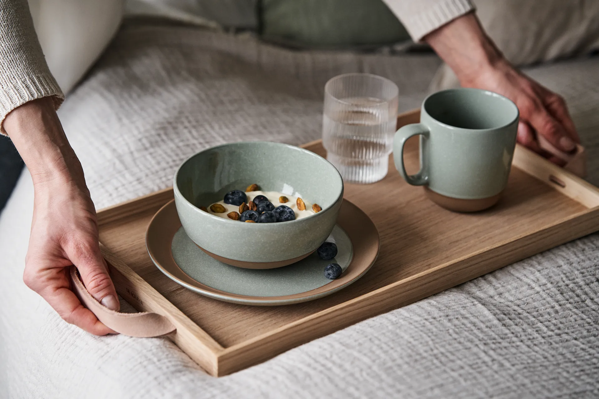 Fossil bordje Ø21 cm, Groen Scandi Living