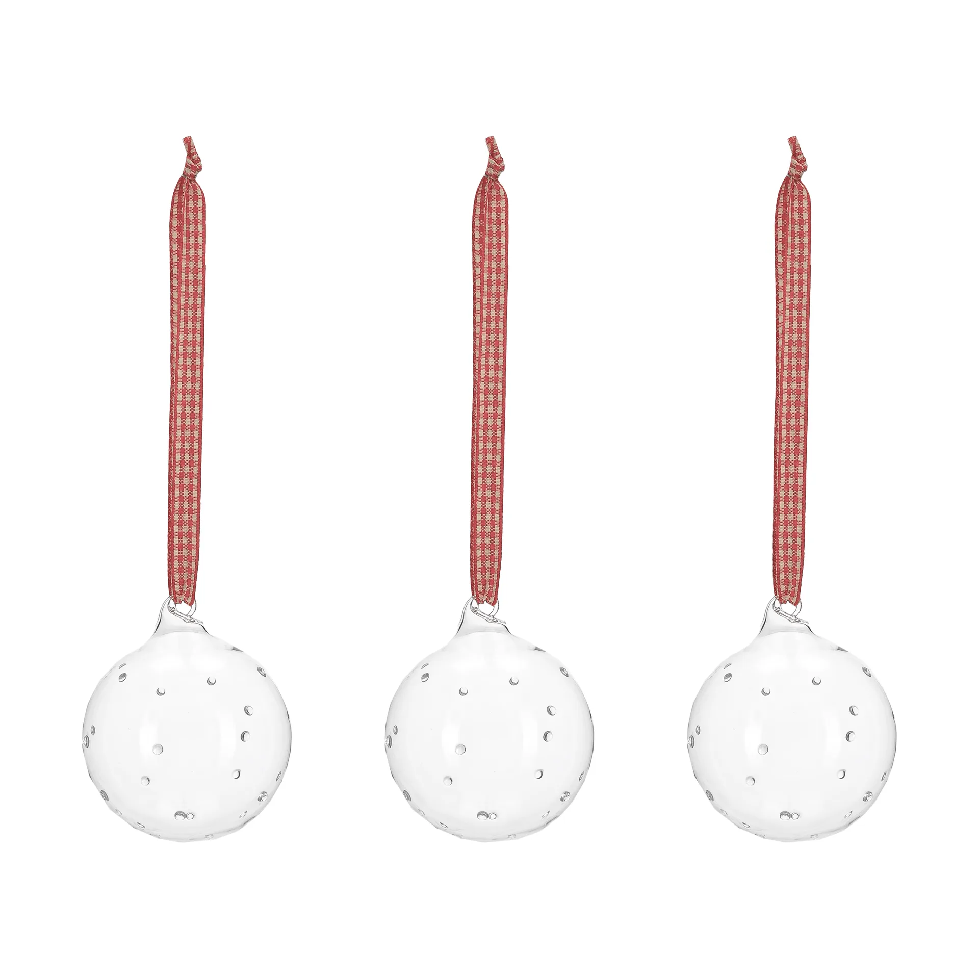 Grace kerstbal met strik 3-pack, Rood Scandi Living